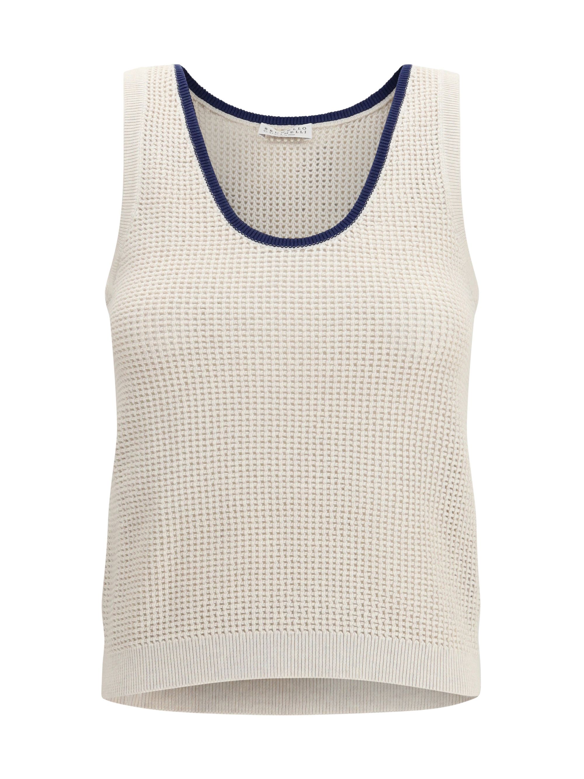 Brunello Cucinelli Cotton mesh knit Top Size XL / US 12-14 / IT 48-50 - 1 Thumbnail