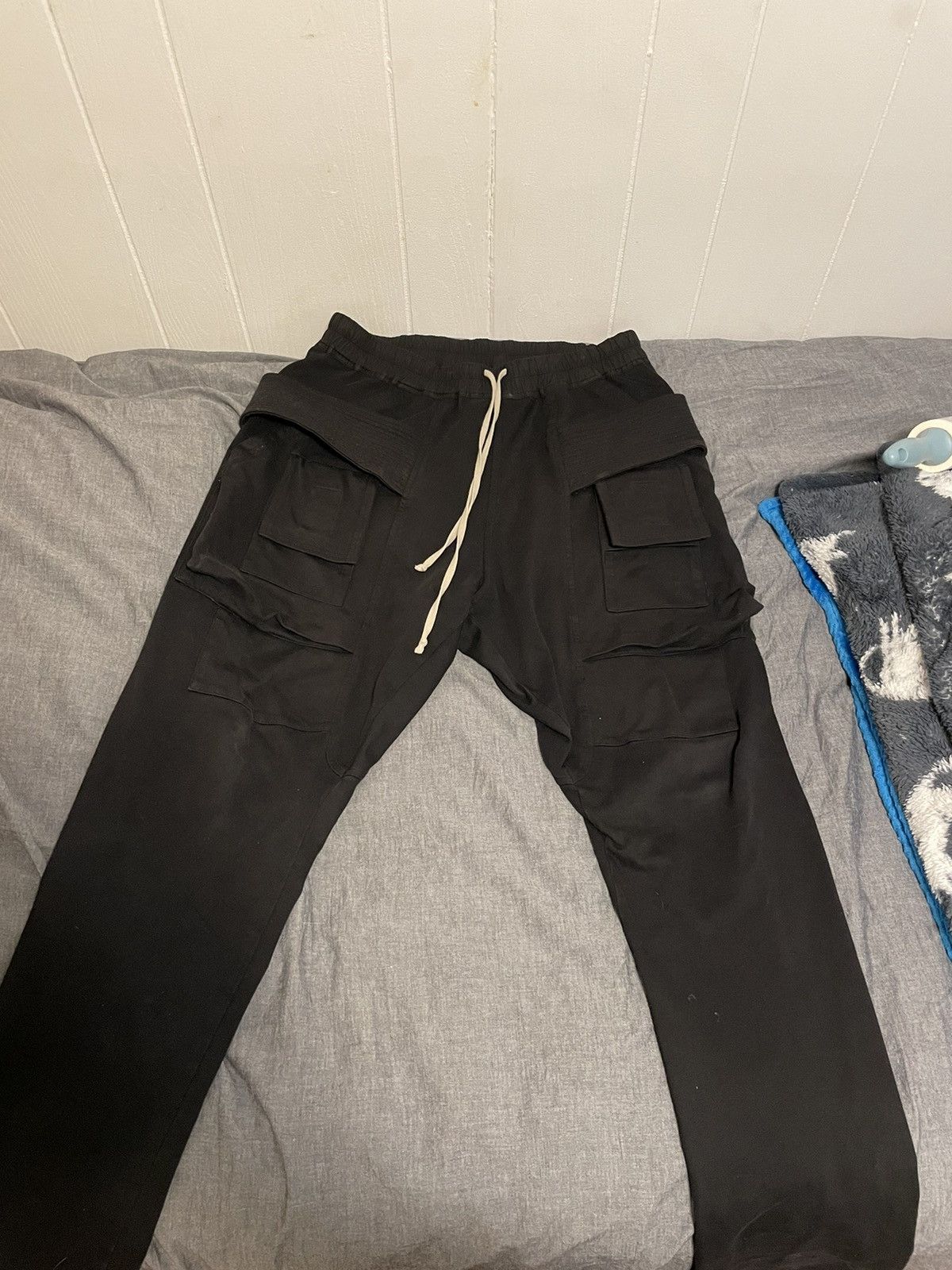 image of Rick Owens Drkshdw Rick Jersey Cotton Creatch Cargo Pants in Black, Men's (Size 34)