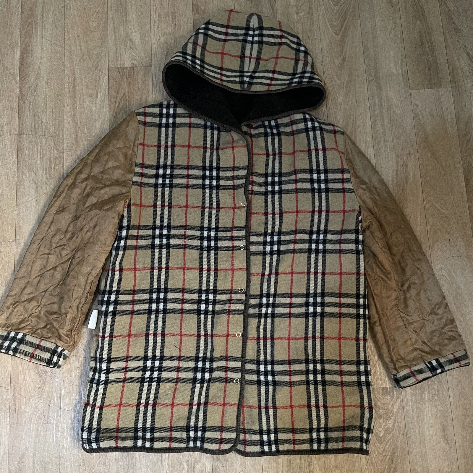 Burberry Vintage burberry coat jacket hooded wool nova check Women's Size L / US 10 / IT 46 - 7 Thumbnail