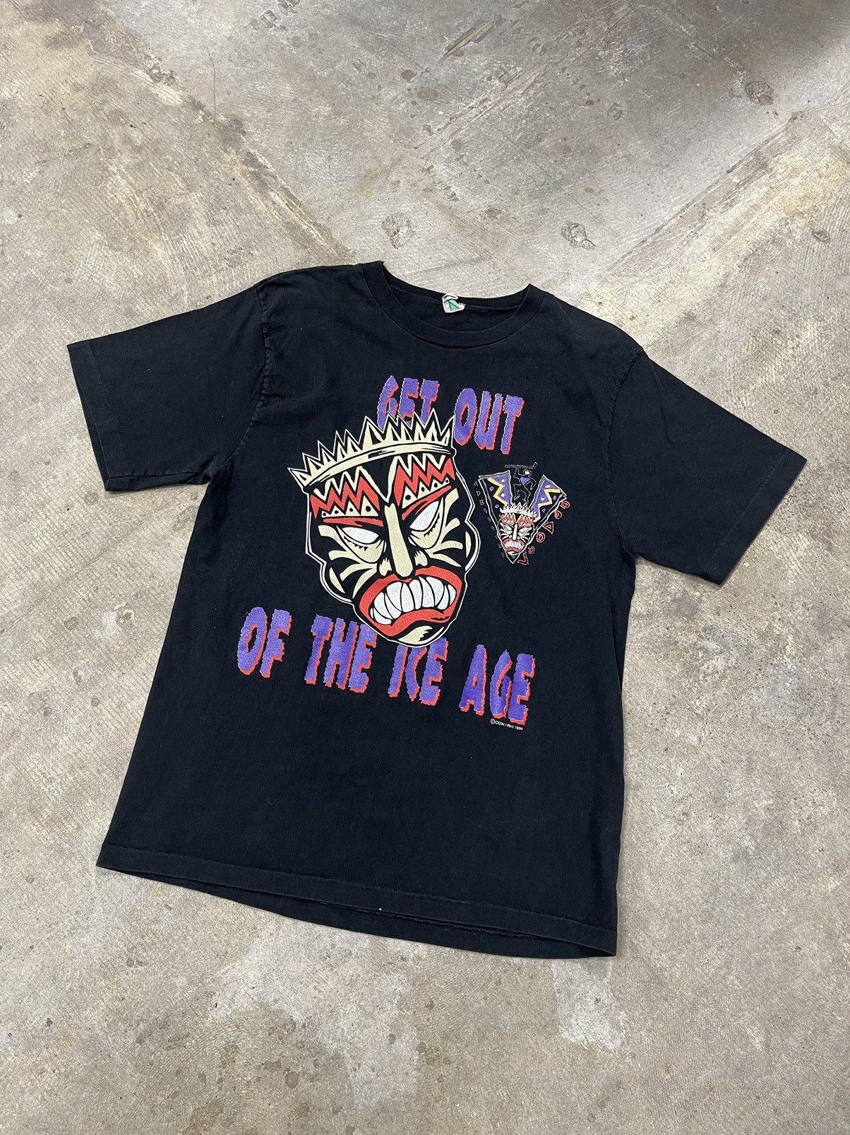 image of Vintage 90's Vancouver Voodoo Roller Hockey Big Print Tee in Black, Men's (Size Medium)