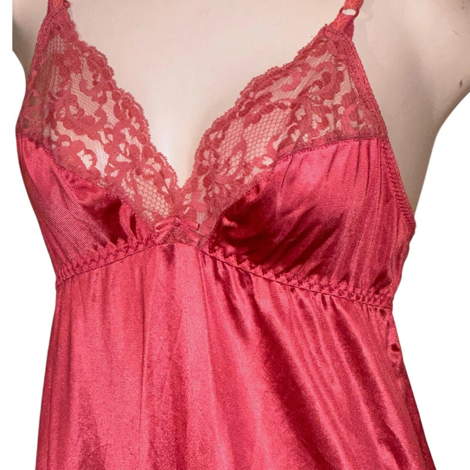 Designer Vintage Pink Salmon Lacy Nylon Slip Nightgown By JCP Sz M Size ONE SIZE - 3 Thumbnail