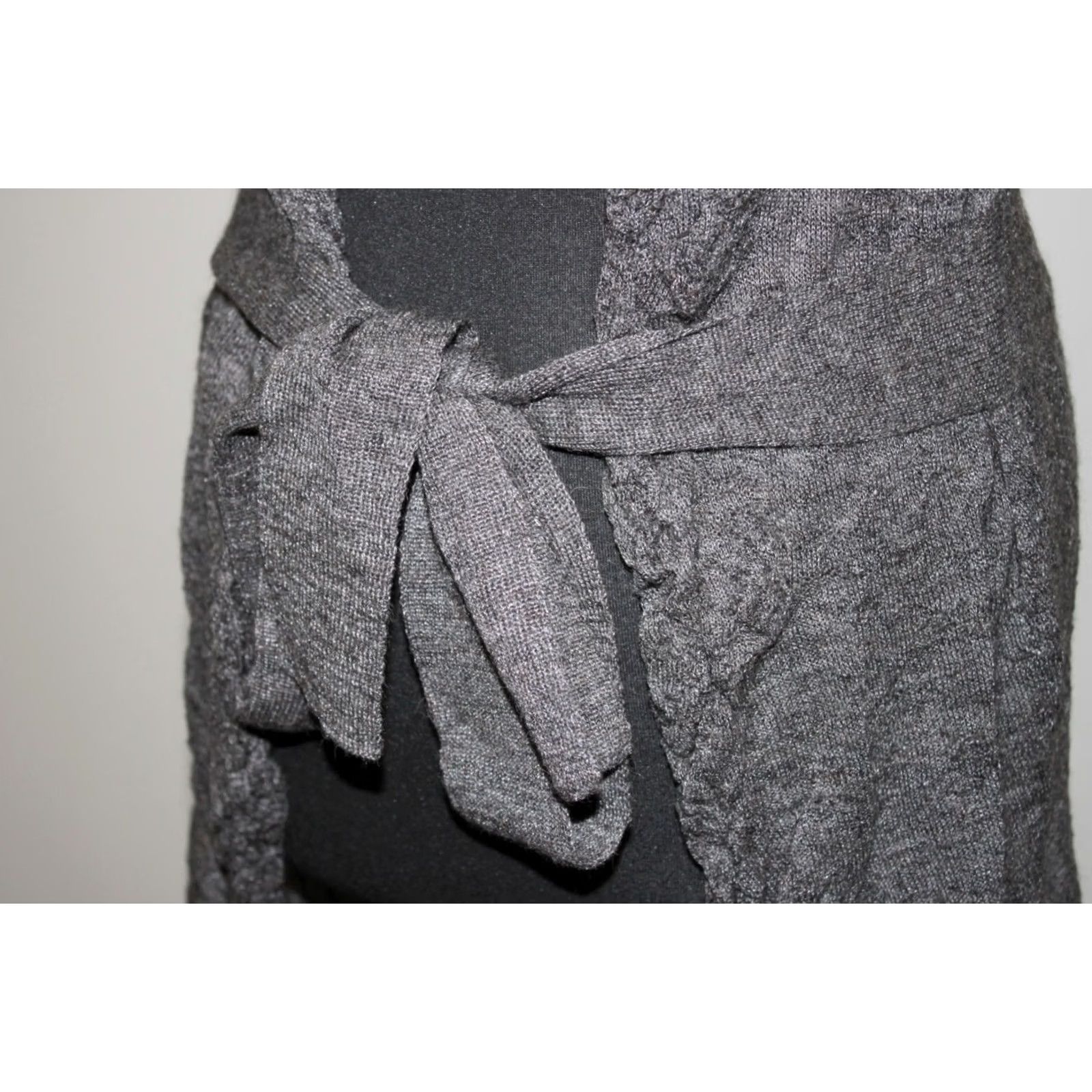 Sarah Pacini Sarah Pacini Grey Wool Vest Robe Wrap One Size Womens Cardigan Jumper Size ONE SIZE - 3 Thumbnail