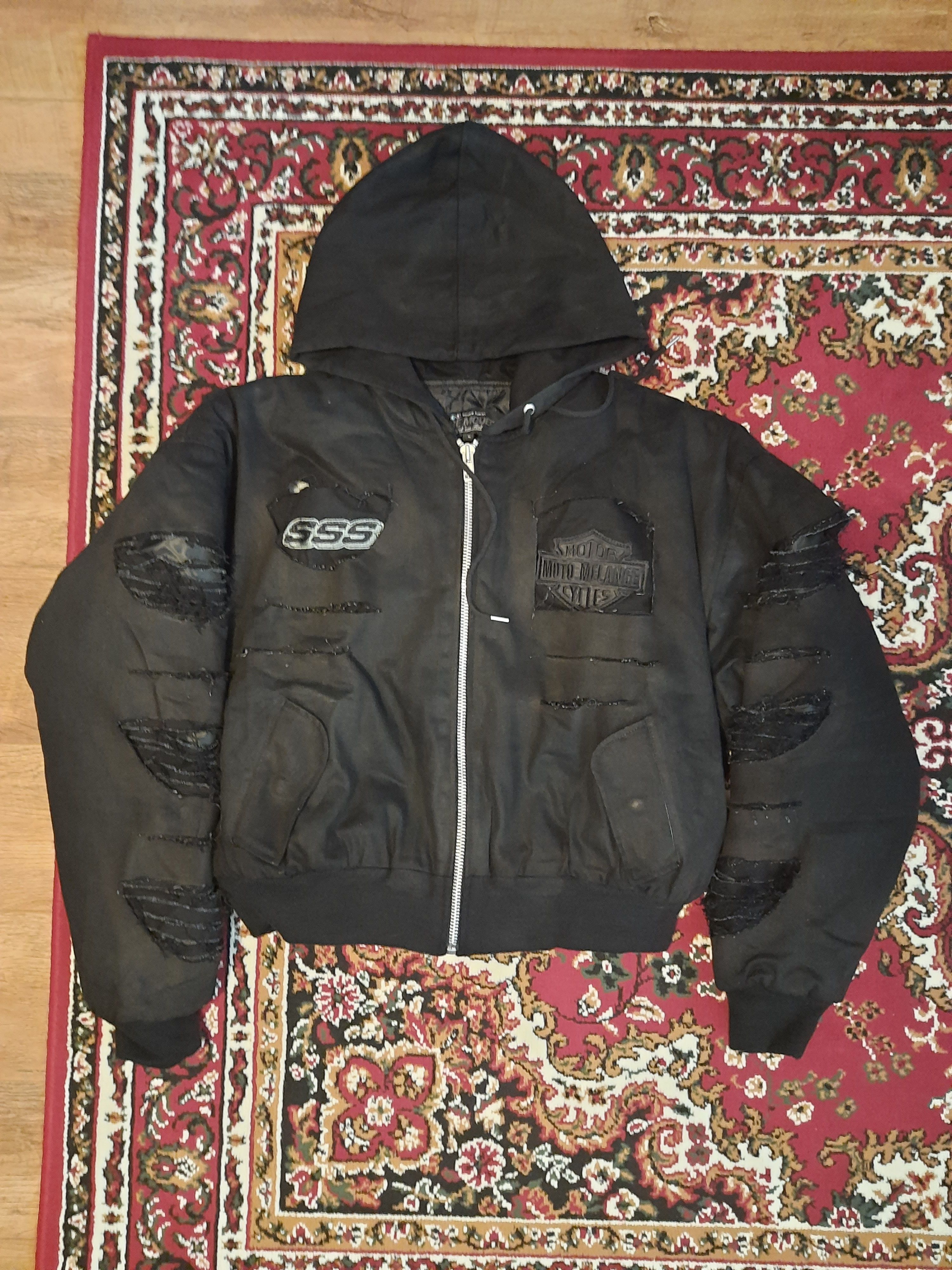 image of Denim Jacket Collection Misère Moderne - Burnt Denim Bomber in Burnt Black, Men's (Size Medium)
