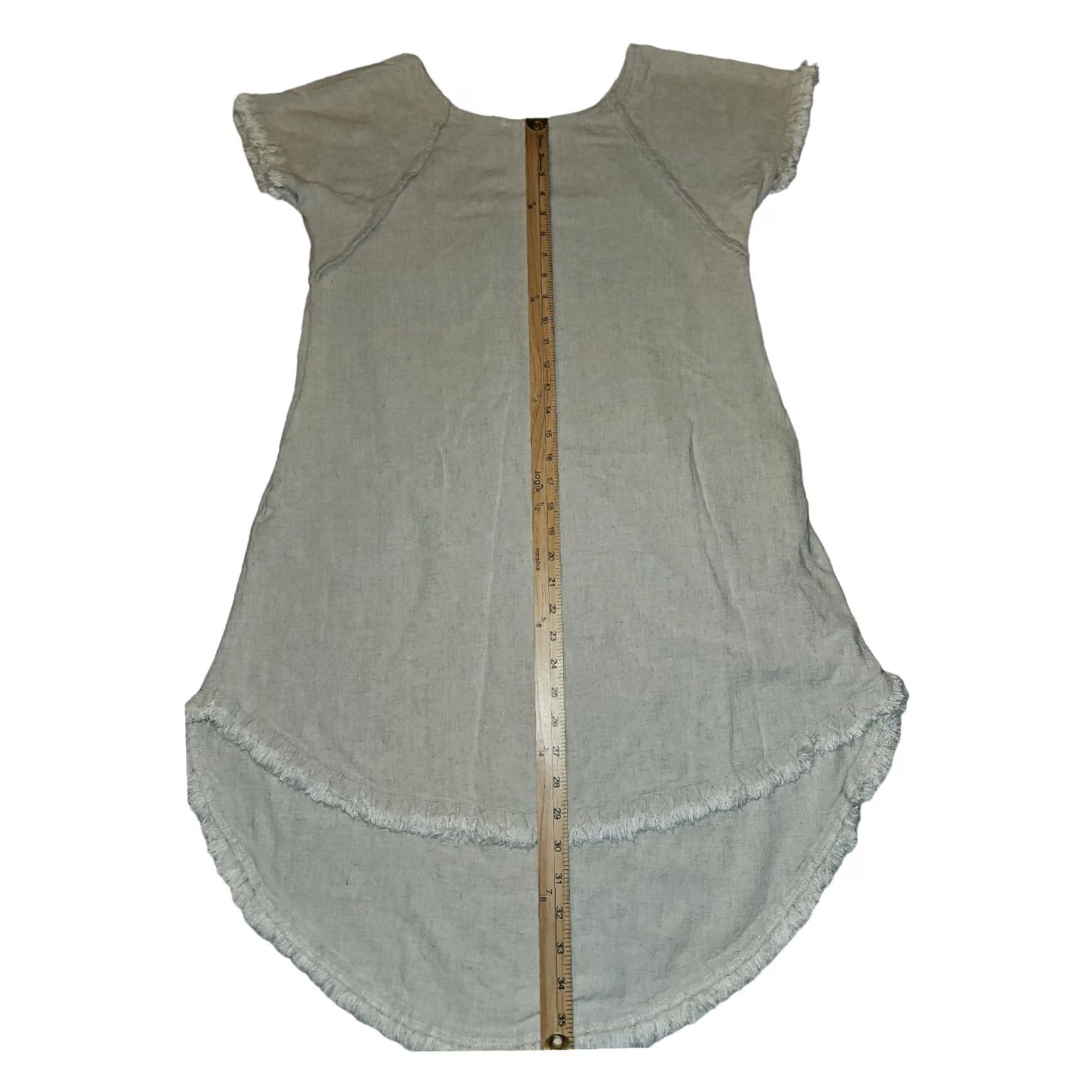 Vintage UMGEE Dress Small Cream Short Sleeve Tunic 55% Linen Casual Travel Women Size 28" / US 6 / IT 42 - 4 Thumbnail