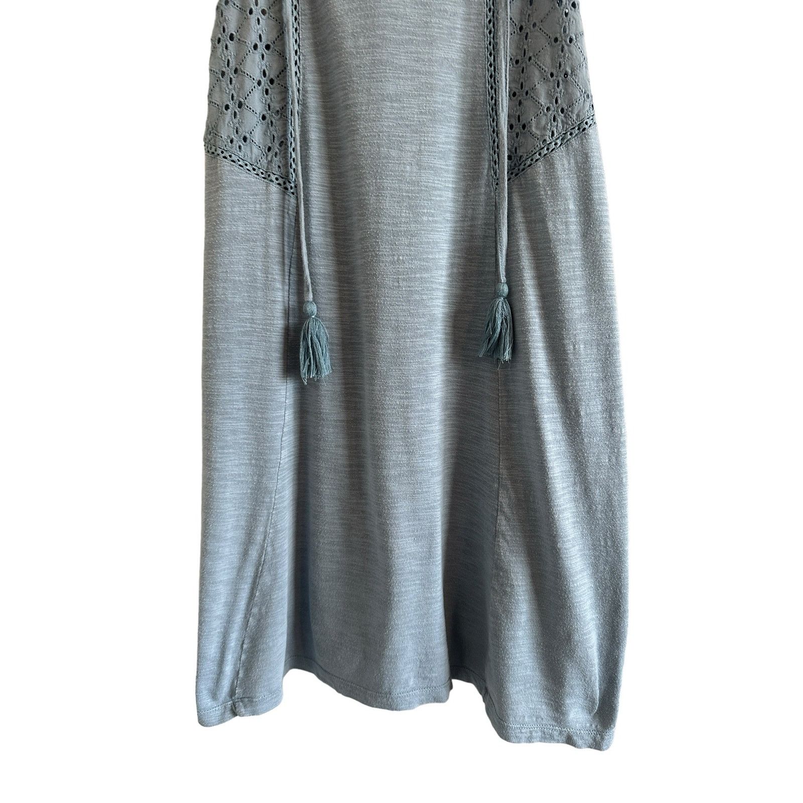 Other Roxy Blue Cotton V-Neck Embroidered Sleeveless Mini Dress Size M / US 6-8 / IT 42-44 - 7 Thumbnail