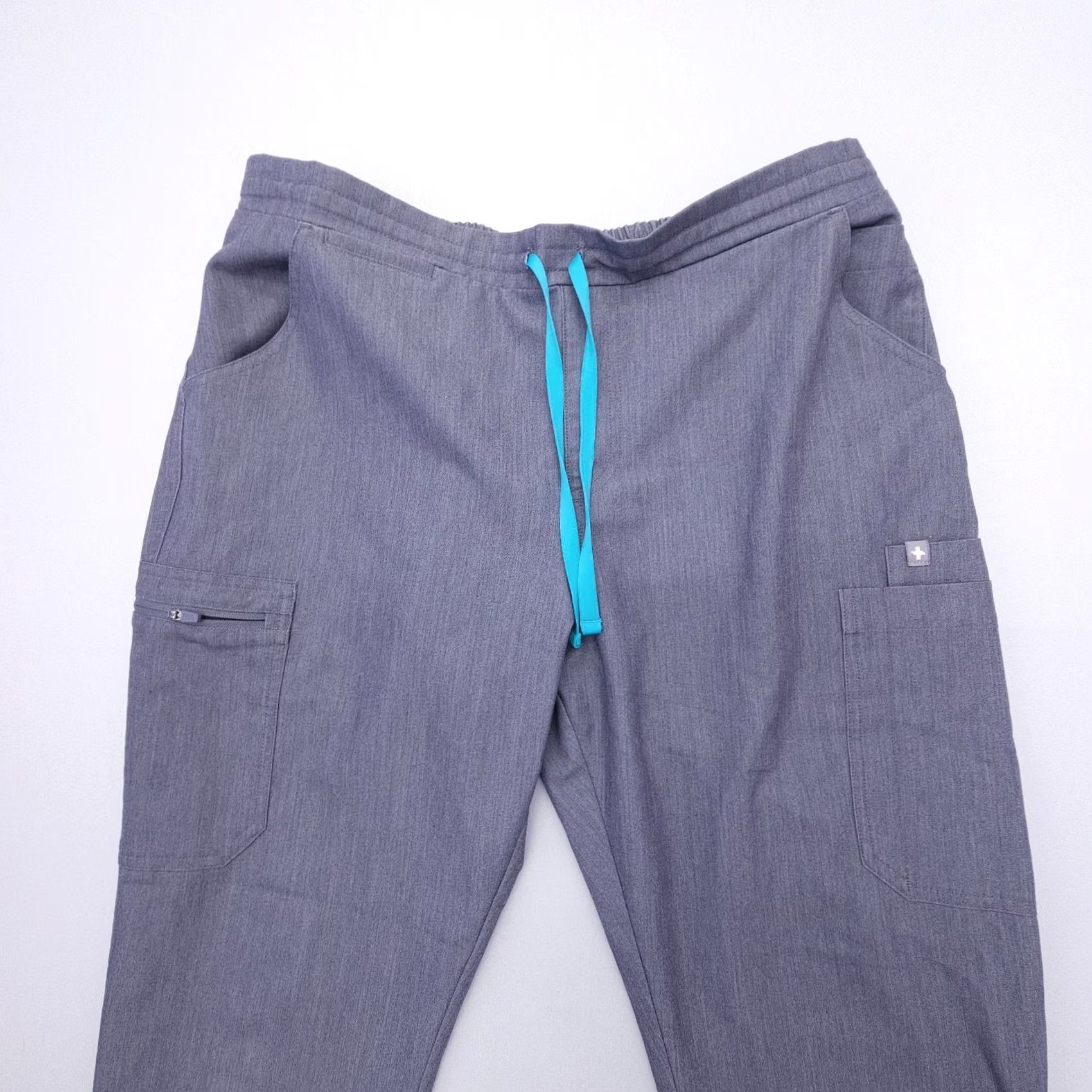 Vintage Figs Yola Skinny Scrub Pants Womens Large Graphite Elastic Waistband Nursing Size 36" / US 14 / IT 50 - 4 Thumbnail