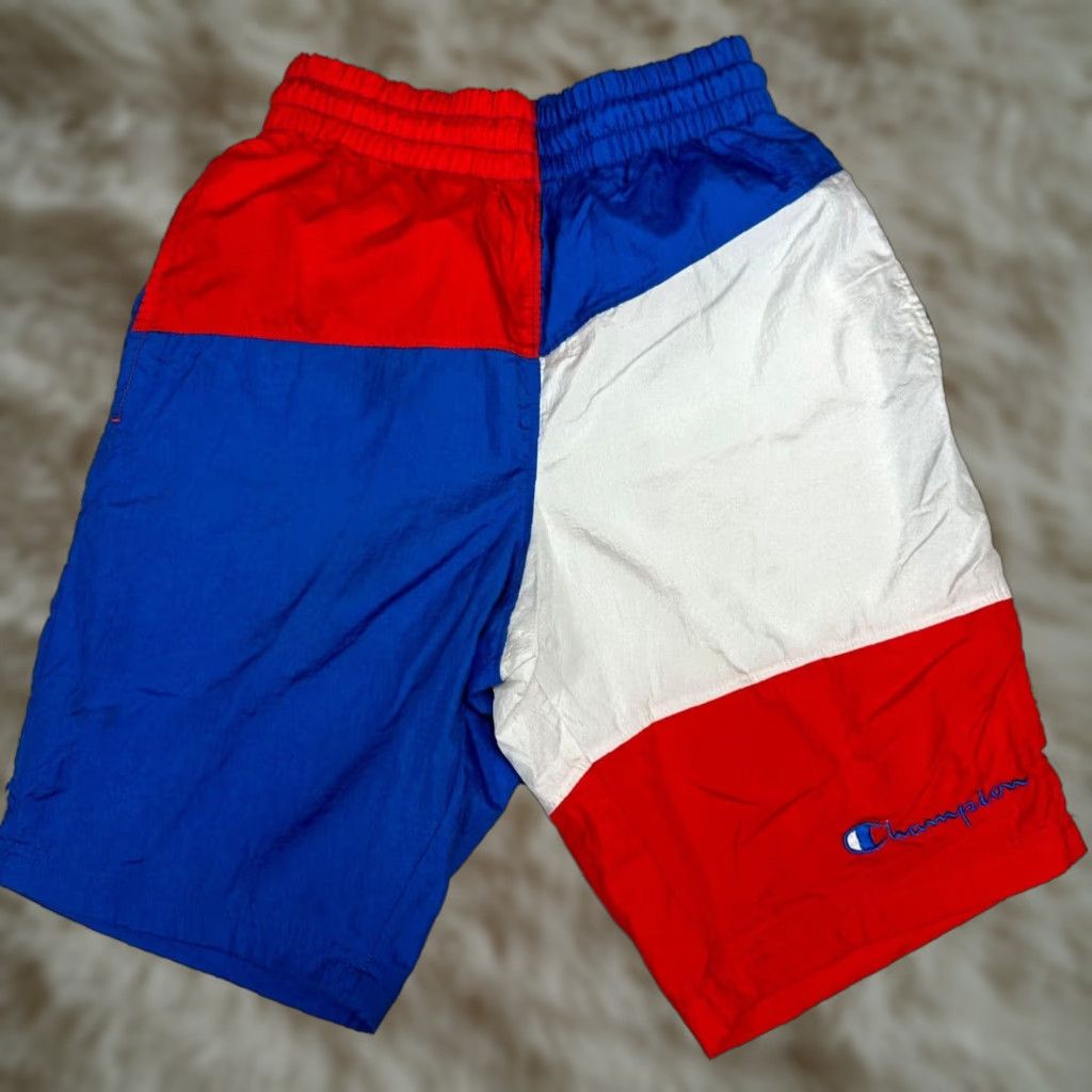 Champion Champion Mens XS Colorblock Nylon Athletic Shorts Red White Blue Logo Size US 27 - 1 Thumbnail