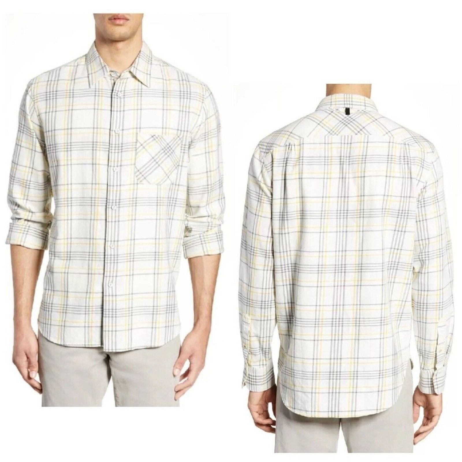 Rag & Bone Rag & Bone Men’s Fit 3 Casual Shirt Checks Ivory/White L Size US L / EU 52-54 / 3 - 2 Thumbnail