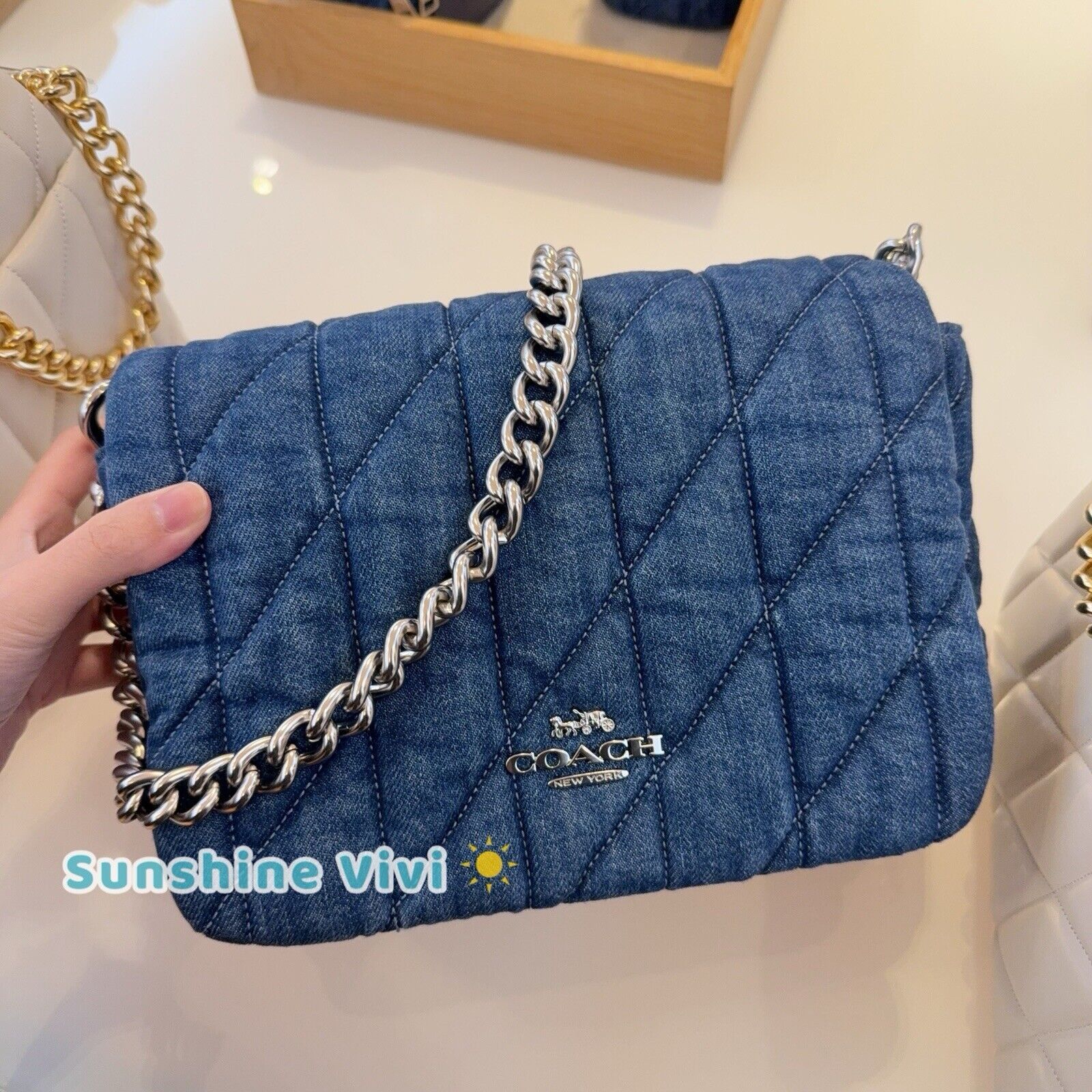 Coach NWT Coach Quinn Bag With Quilting CAK40 Silver /Indigo Size ONE SIZE - 1 Thumbnail