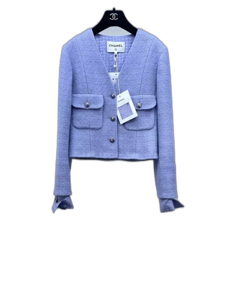 Chanel Chanel Purple V-Neck Double Pocket Jacket Size S / US 4 / IT 40 - 1 Thumbnail
