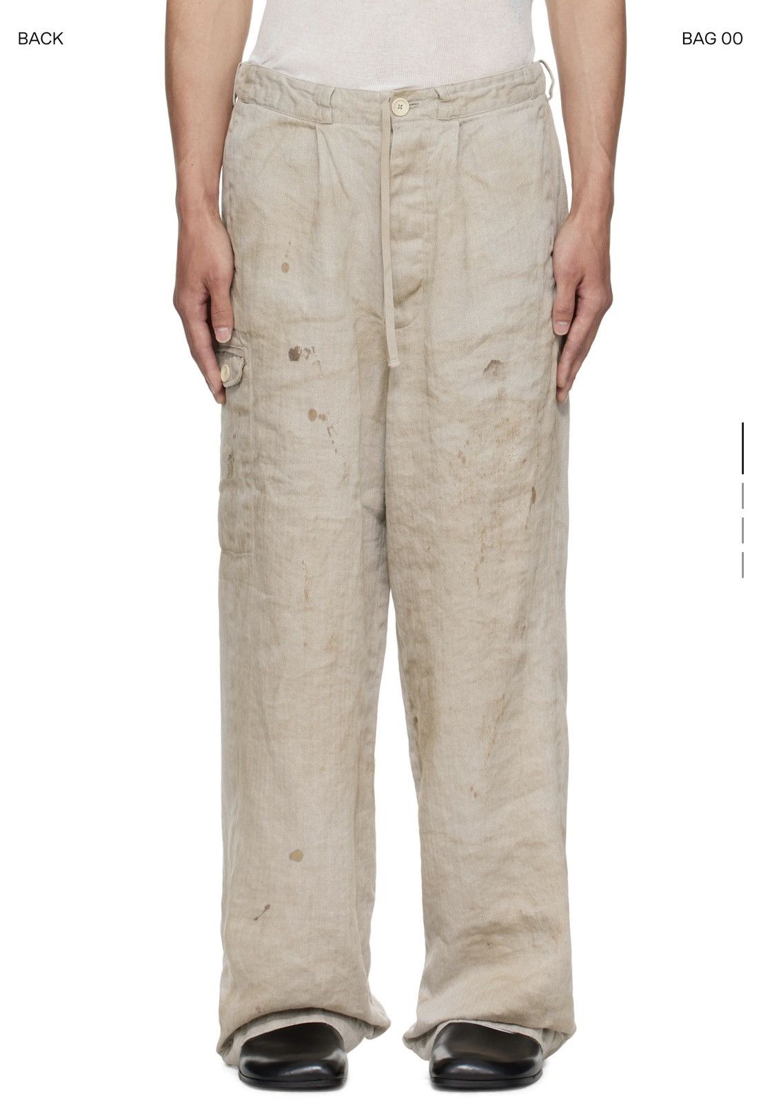 Stein Ssstein Beige Heavy Linen Herringbone Wide Easy Trouser Size US 30 / EU 46 - 4 Thumbnail