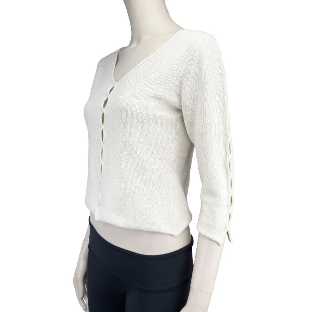 Other IN WEAR Boho Cream Knit Open design V-neck Minimalist sz M Size M / US 6-8 / IT 42-44 - 4 Thumbnail
