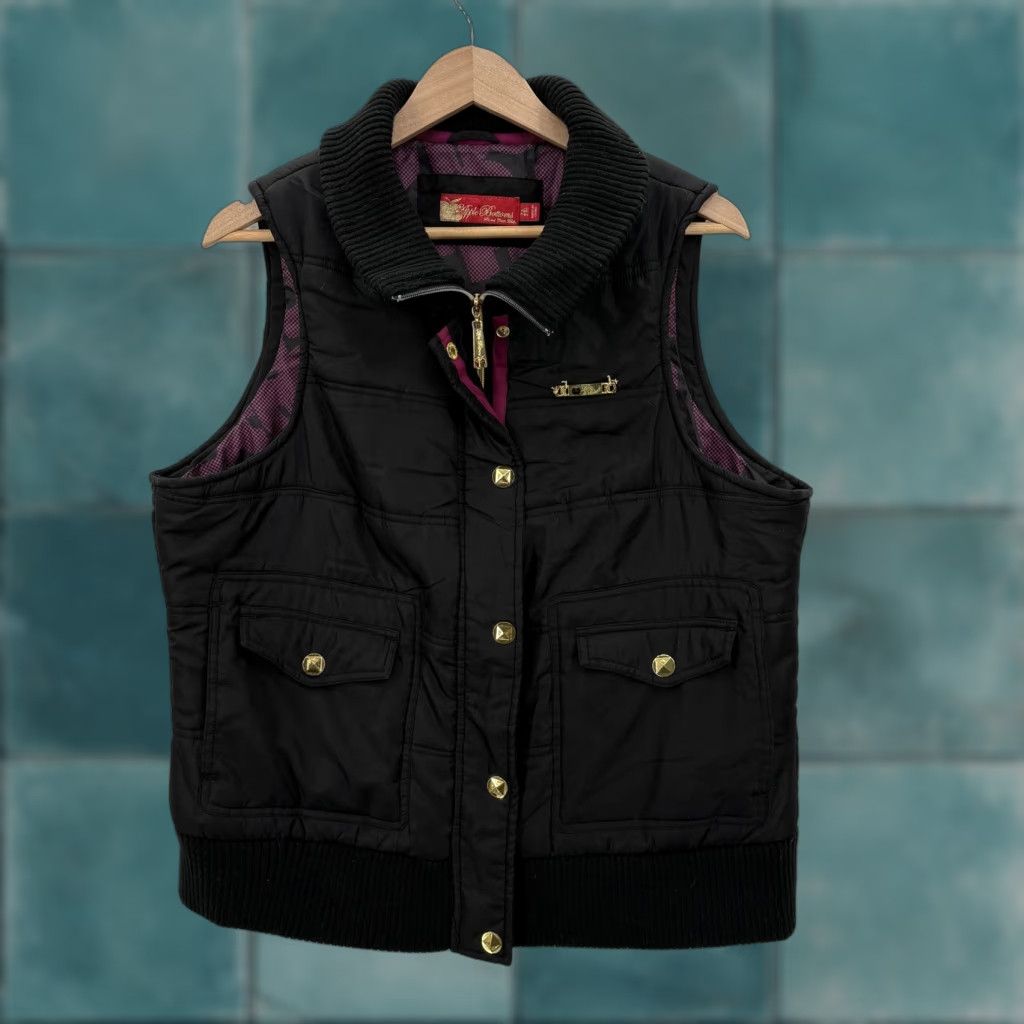Vintage VINTAGE Apple Bottoms Vest Womens 1X Black Quilted Puffer Hip Hop Y2K Jacket/Coat? Size 40" / US 18 - 1 Thumbnail