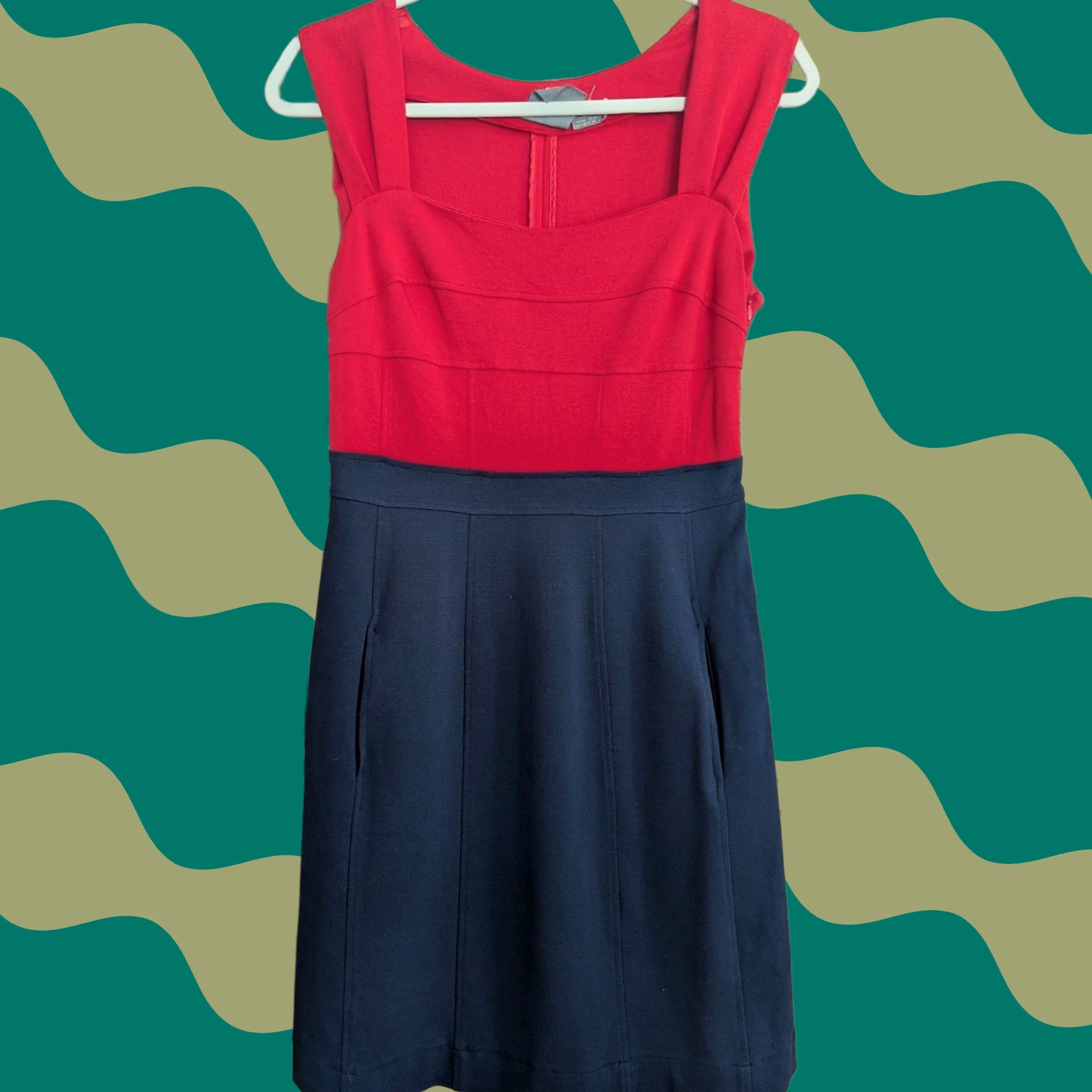Anthropologie Girls From Savoy Anthropologie Red and Blue Colorblock Ponte Knit Dress Size 4 Size S / US 4 / IT 40 - 1 Thumbnail