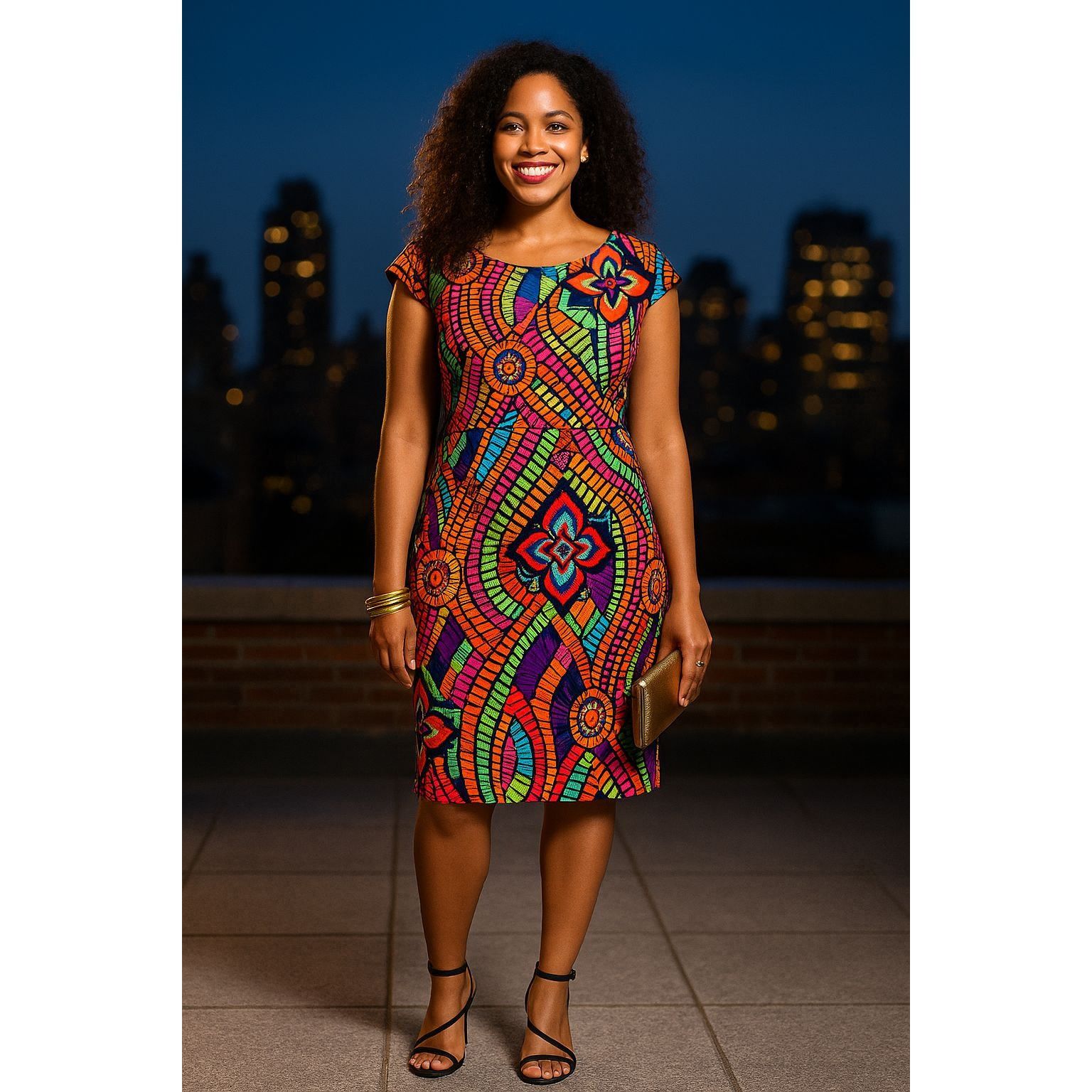 Other AGB Dress Multicolor Geometric Tribal Print Sheath Dress Siz Size M / US 6-8 / IT 42-44 - 3 Thumbnail