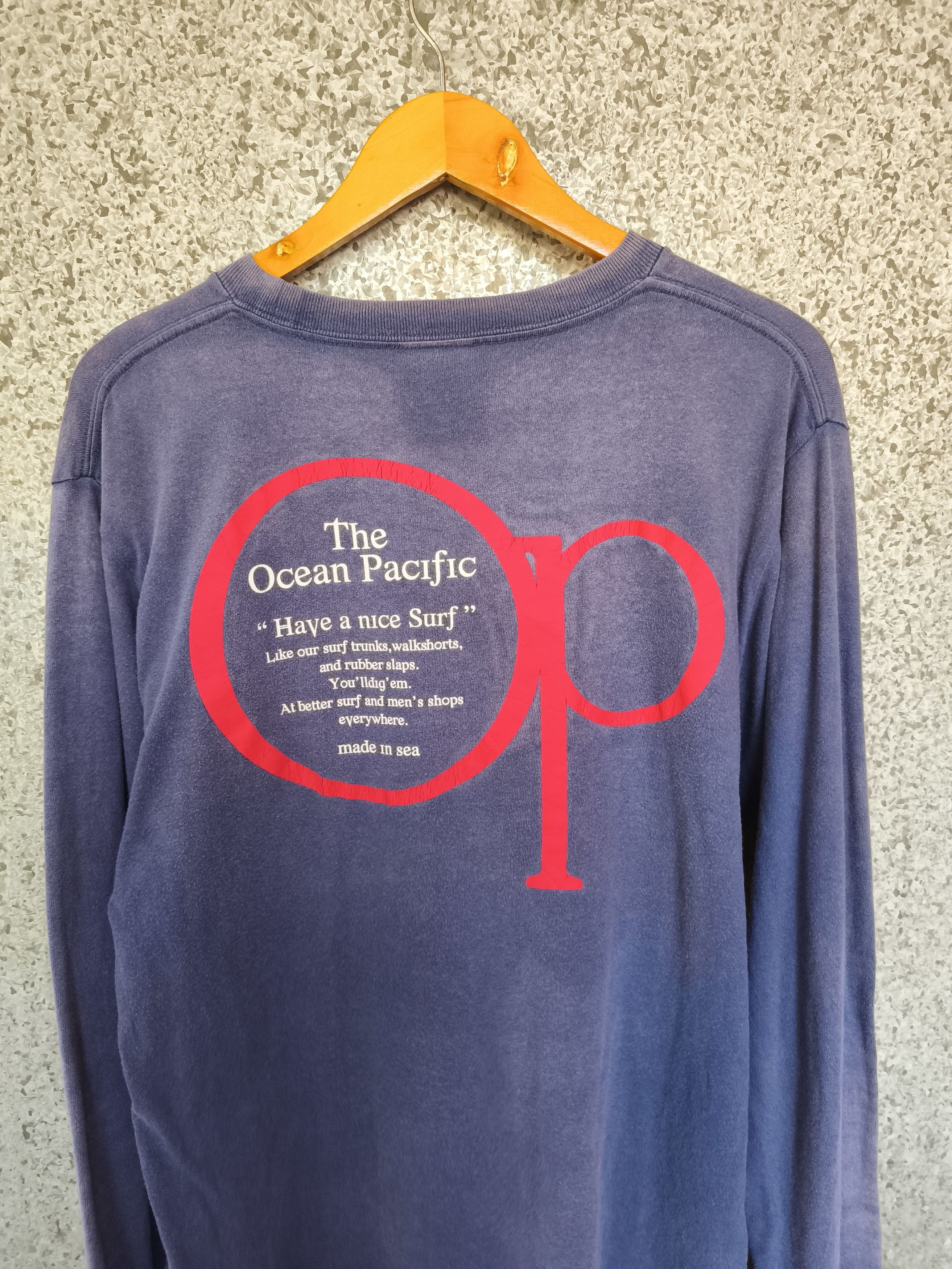 Ocean Pacific Trashed Faded Vintage Ocean Pacific t shirt ls surfing Size US L / EU 52-54 / 3 - 6 Thumbnail