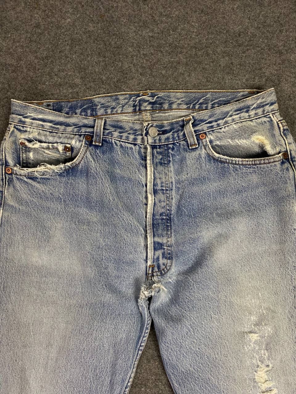 Levi's vintage levis 501 distressed denim nice design Size US 34 / EU 50 - 11 Thumbnail