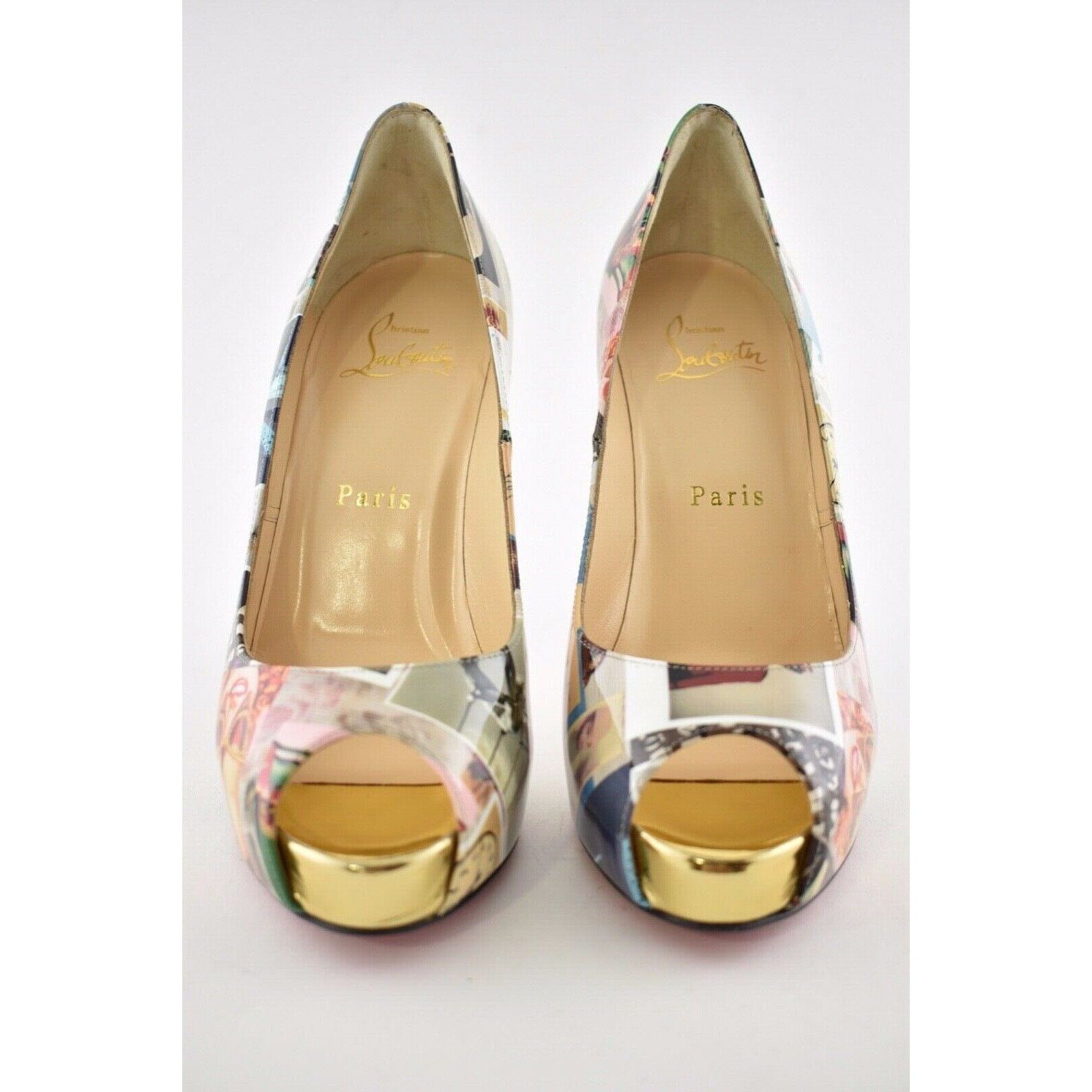 Christian Louboutin New Very Prive 120 Patent Collage Multi Gold Heel Pump 37 Size US 7 / IT 37 - 5 Thumbnail