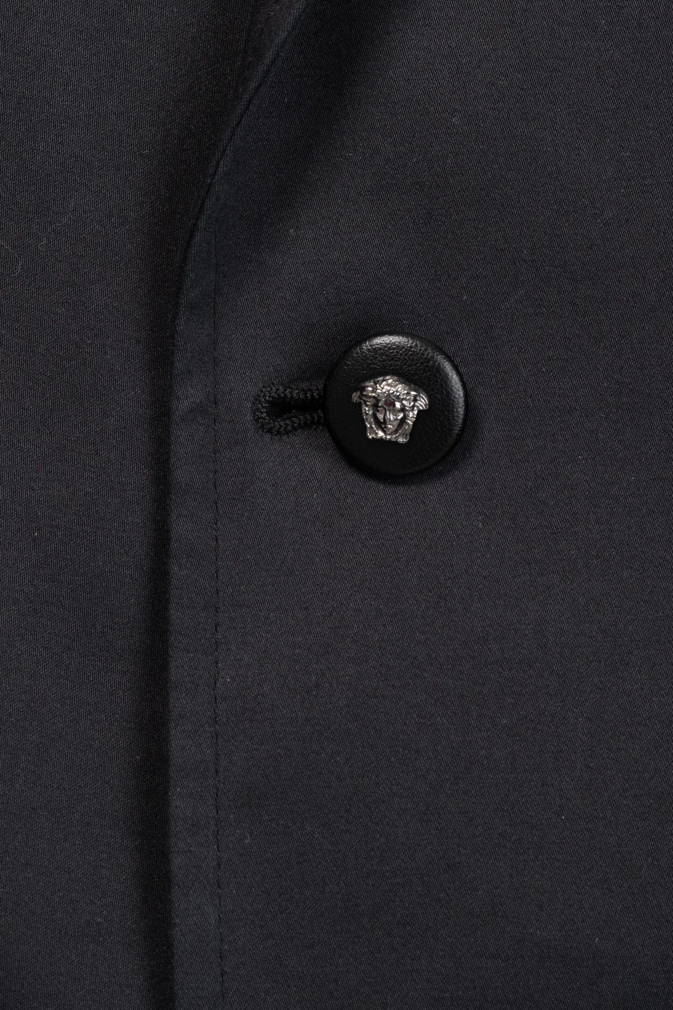 Versace Versace Black Stretch-Cotton Leather-Trim Blazer Size 48R - 9 Thumbnail