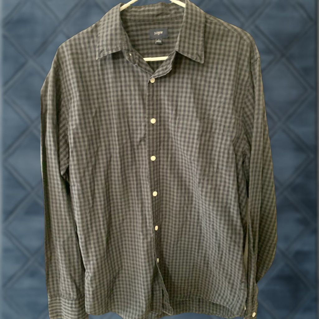 J.Crew VINTAGE J.CREW Shirt Mens Button-Up Plaid Long Sleeve Black 2010s Size US L / EU 52-54 / 3 - 1 Thumbnail