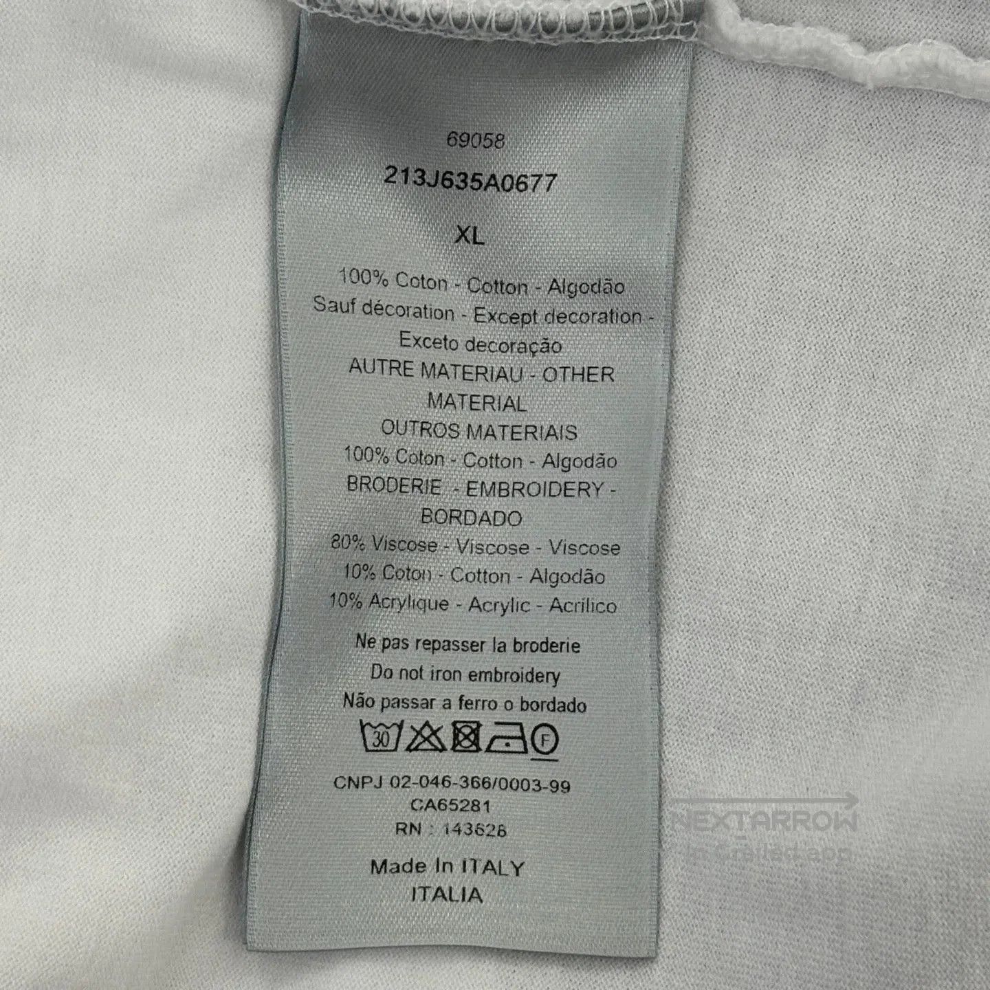 Dior Dior White Black Raglan Sleeve Embroidered Logo Tee. Size US XL / EU 56 / 4 - 4 Thumbnail