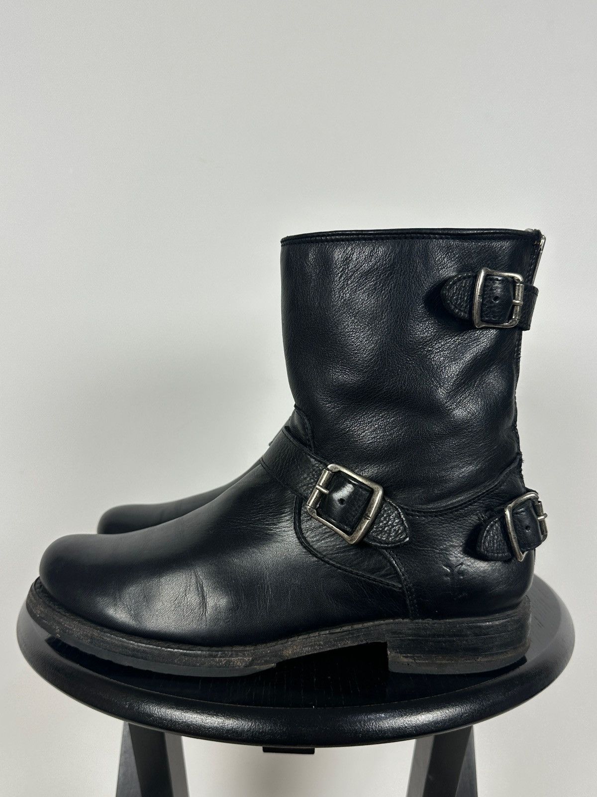 Frye Frye Veronica Black Leather Back Zip Buckle Harness Boots Size US 8.5 / IT 38.5 - 2 Thumbnail