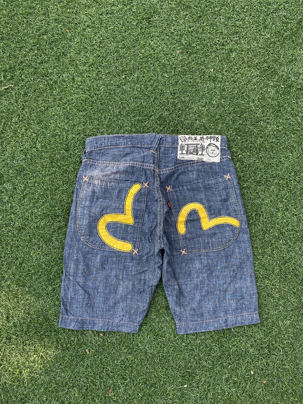 Short Evisu Noir Multicolore Coton Taille XL - Style Streetwear Y2K Graphique Japonais Occasion Très Bon état