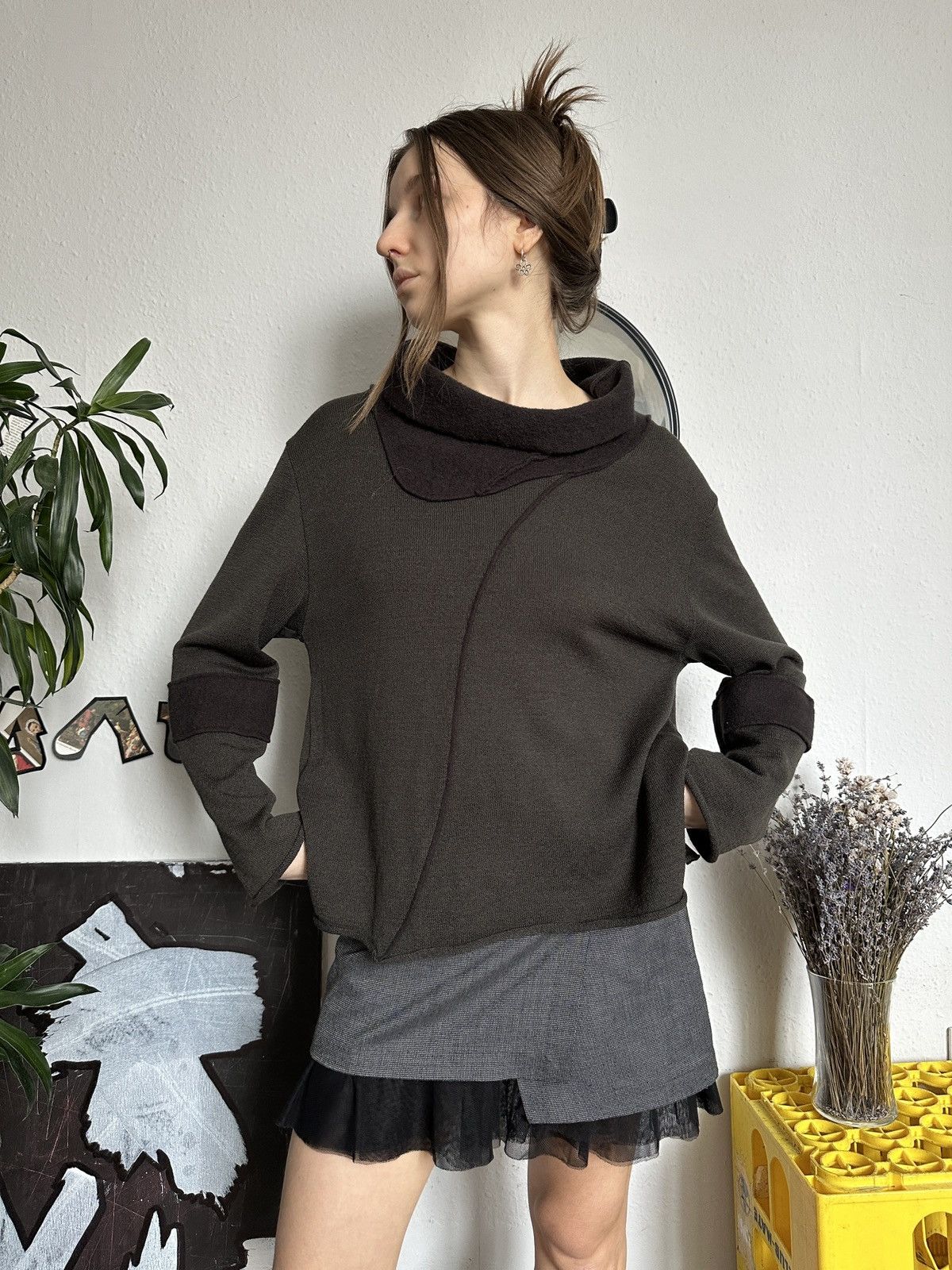 Designer × Seditionaries SULU Wool Blend Cowl Asymmetrical Deconstructive Sweater Size M / US 6-8 / IT 42-44 - 2 Thumbnail