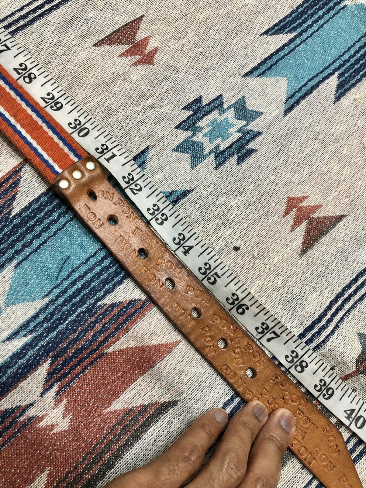 Diesel DIESEL STRIPED LEATHER + CANVAS BELT Size 38 - 7 Thumbnail