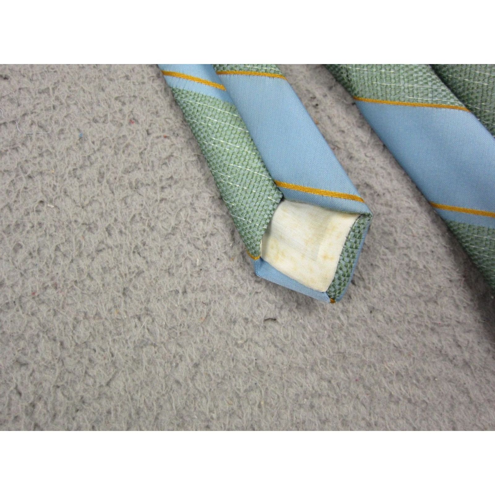 Vintage VINTAGE Towncraft Tie Blue Green Striped Mens OS Tie 60s Pennies 60s Mens Neck Tie Size ONE SIZE - 5 Thumbnail