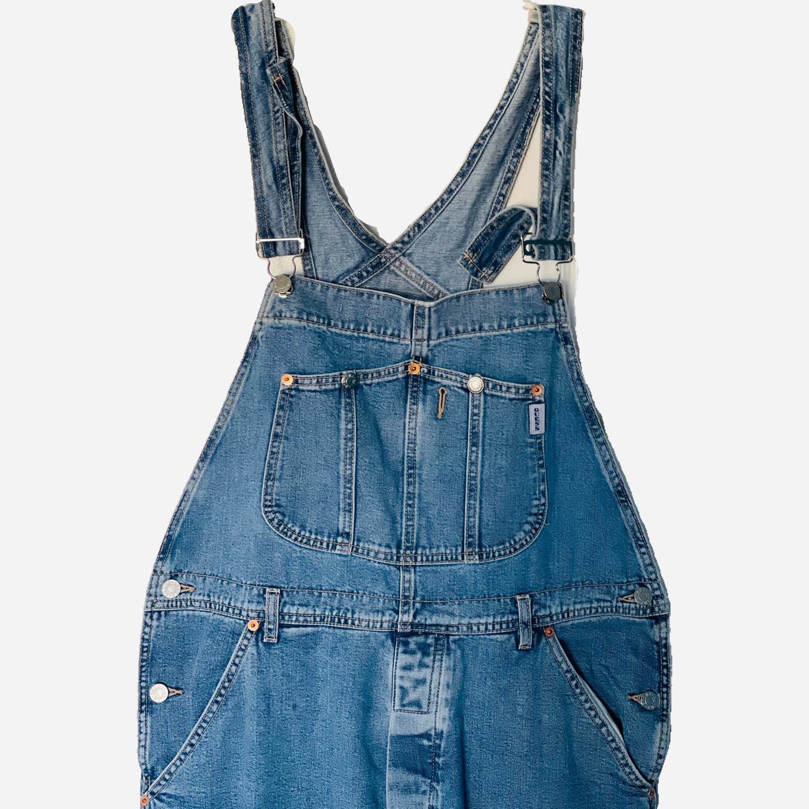 image of Vintage Guess Denim Overalls, Retro Hip Hop L 90’S Jean in Blue, Men's (Size 42)