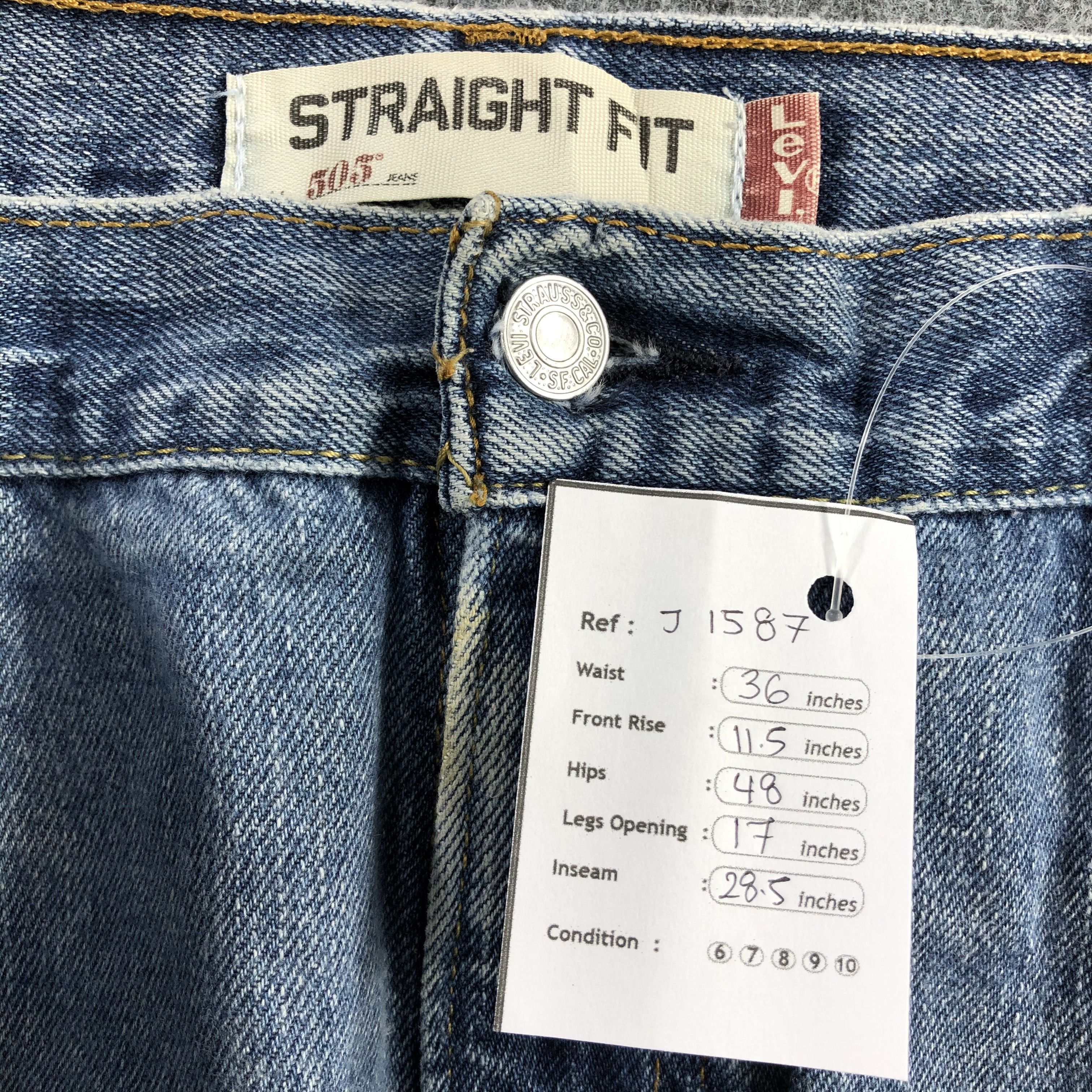 Levi's Vintage Blue Wash Levis 505 Jeans-J1587 Size US 36 / EU 52 - 14 Thumbnail