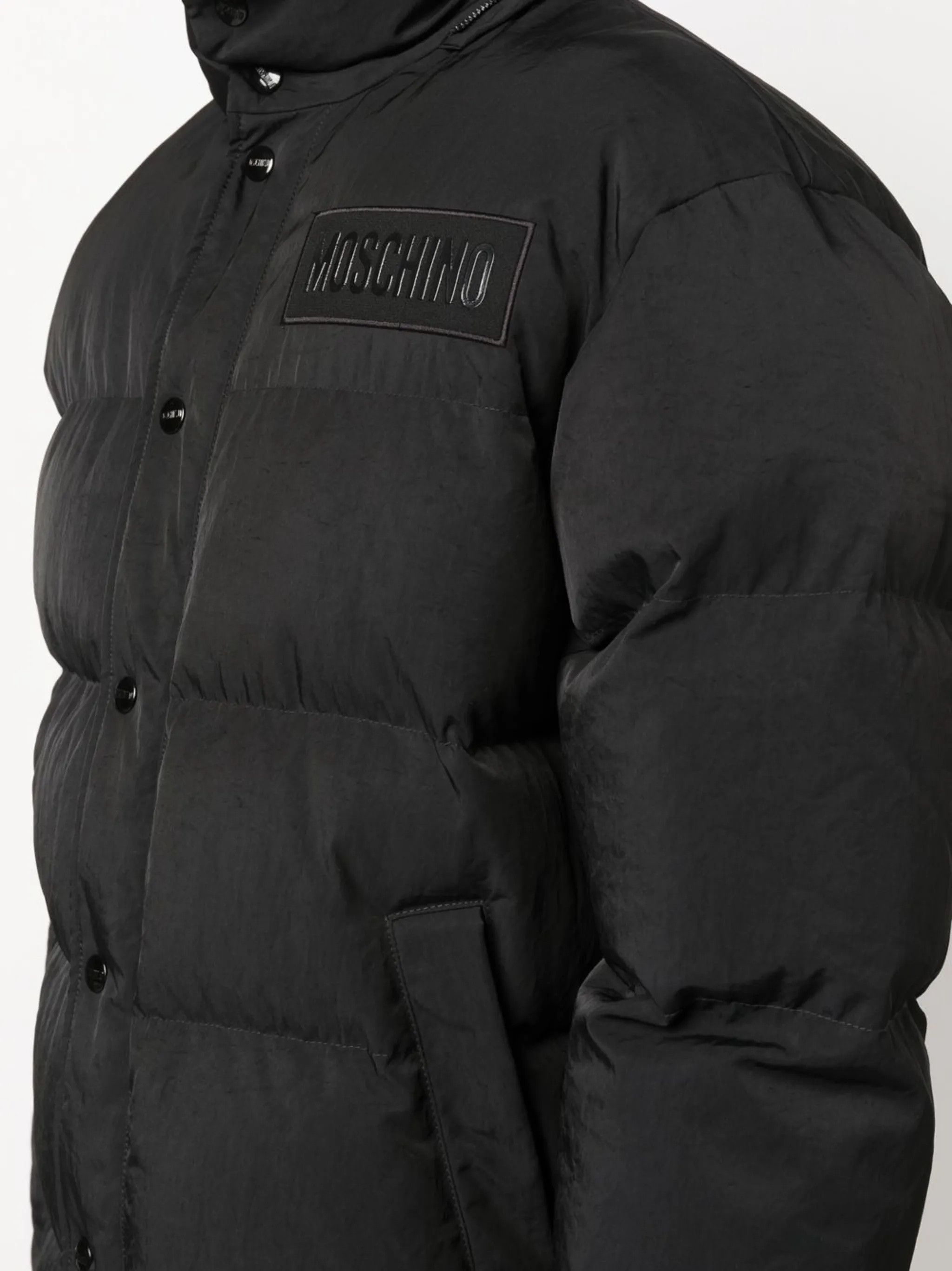 Moschino o1y0225 Logo Shell Hooded Jacket in Black Size US M / EU 48-50 / 2 - 3 Thumbnail