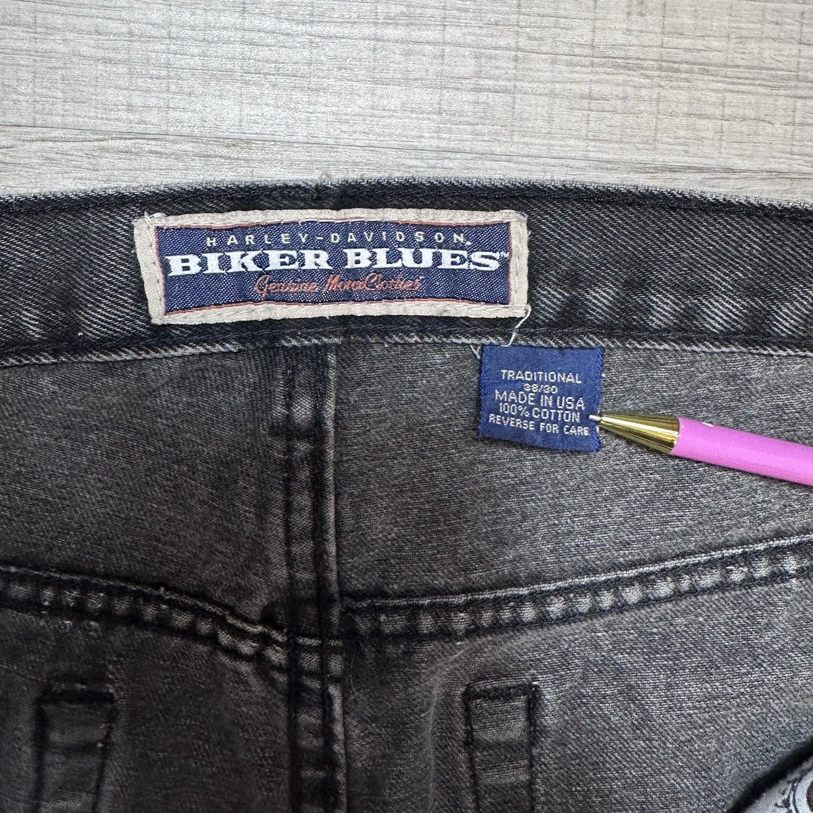 Harley Davidson × Vintage Vintage Harley Davidson Biker Blues Jeans Mens Sz 38x30 Size US 38 / EU 54 - 6 Thumbnail