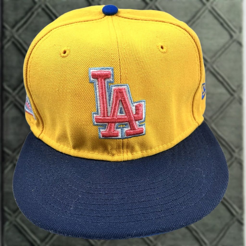 New Era New Era Dodgers 59FIFTY Fitted Hat Baseball Cap 1962 Dodger Stadium Patch 7 1/2 Mens Yellow Size ONE SIZE - 1 Thumbnail