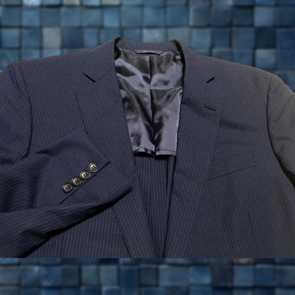 Brooks Brothers Brooks Brothers Blazer Mens 41 Blue Striped Fitzgerald Single-Breasted Wool Blend 4-Button Jacket Union Controls Mens Size 42R - 1 Thumbnail