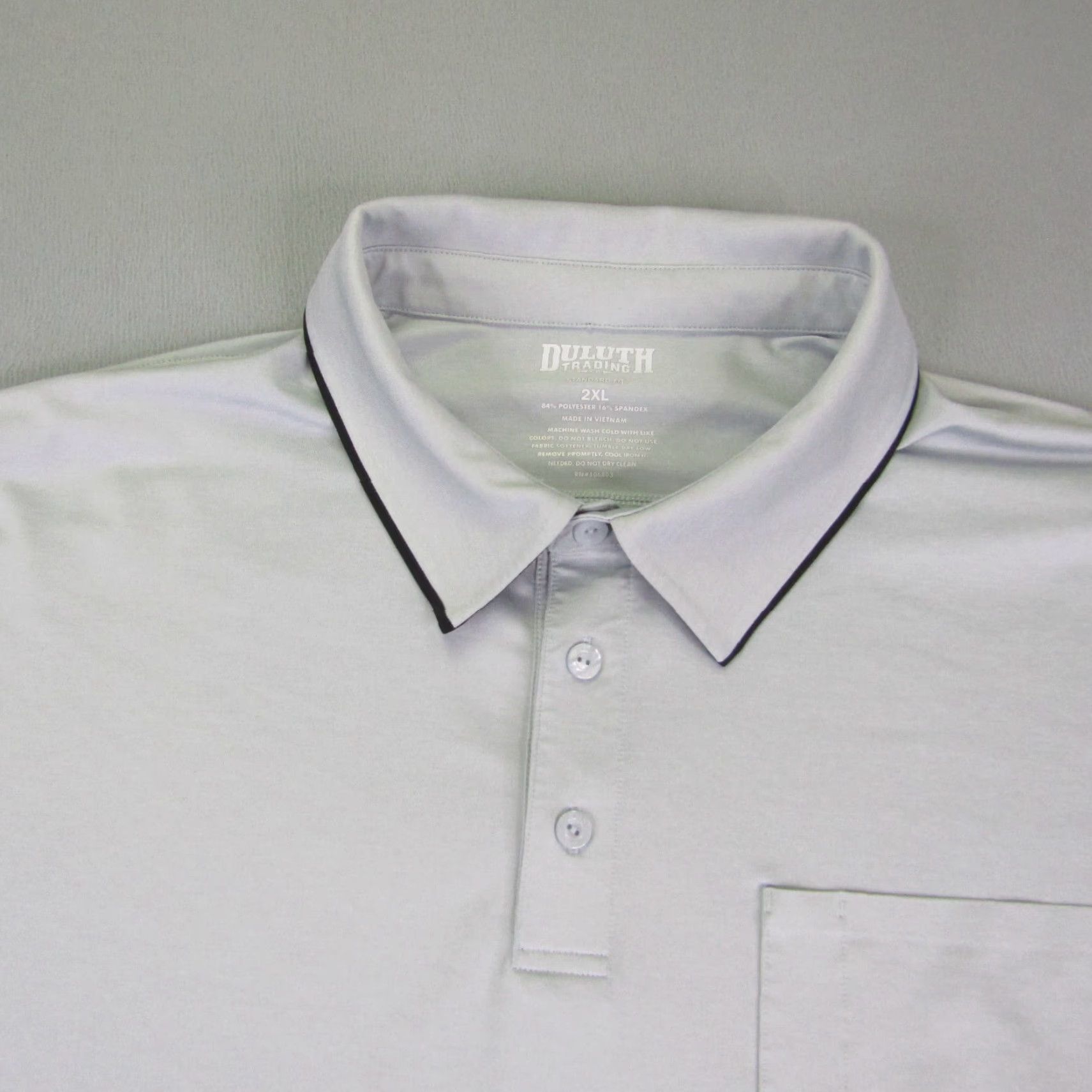 Vintage Duluth Polo Shirt Mens 2XL Gray Regular Fit Short Sleeve Polo Outdoor Work Performance Flex Polyester Spandex Button Pockets 2XL Mens Size US XXL / EU 58 / 5 - 2 Thumbnail