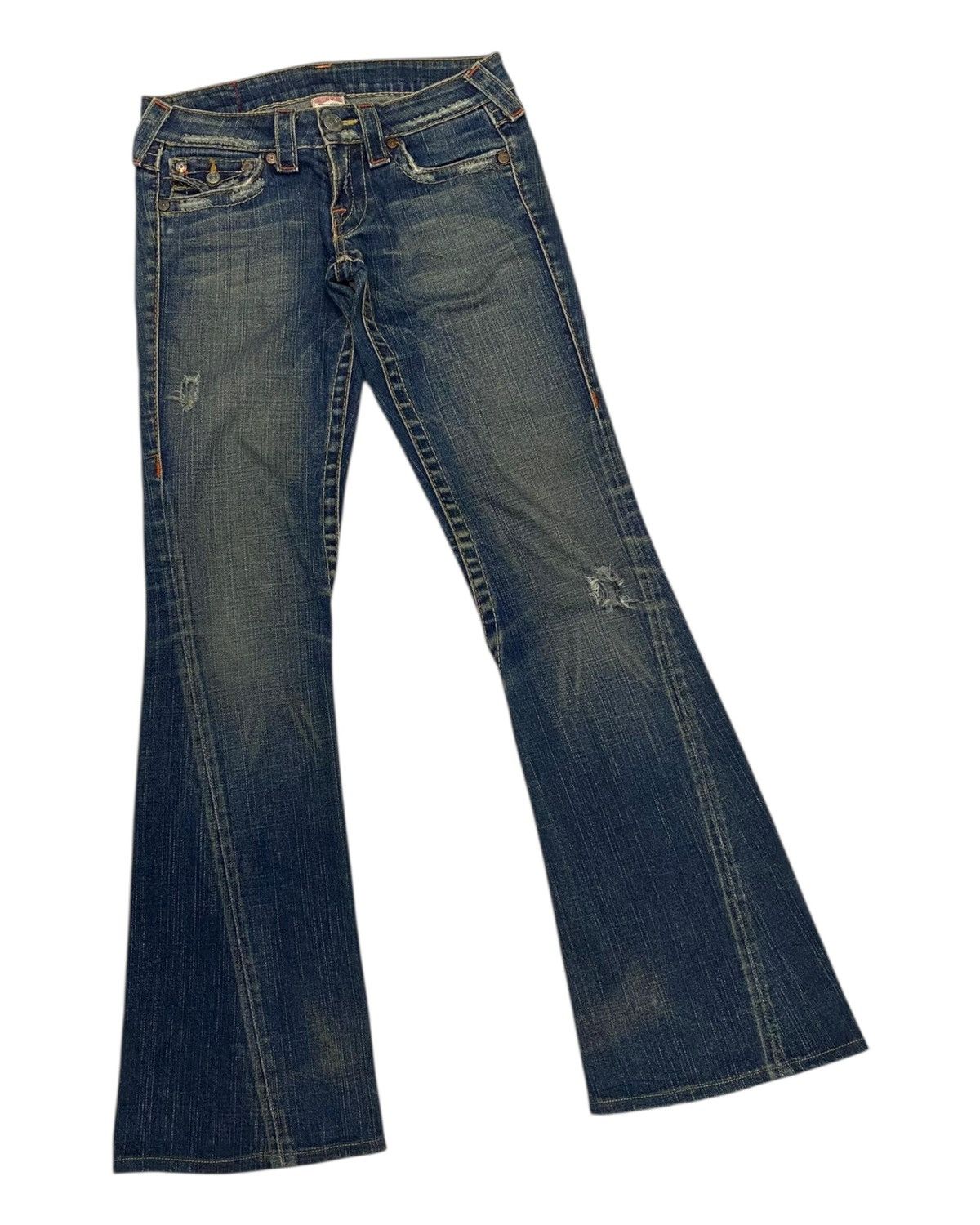 Hysteric Glamour × Le Grande Bleu (L.G.B.) × True Religion TRUE RELIGION JOEY FLARE JEANS DISTRESSED BOOTCUT DENIM JEAN Size 28" / US 6 / IT 42 - 3 Thumbnail