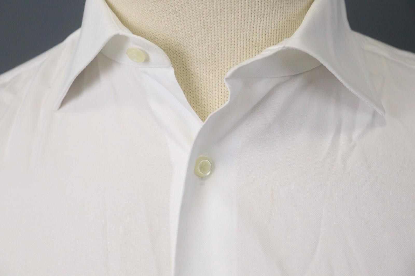 Designer Boggi White Cotton Collared Button Front Dress Shirt Size 40 Size 38R - 5 Thumbnail