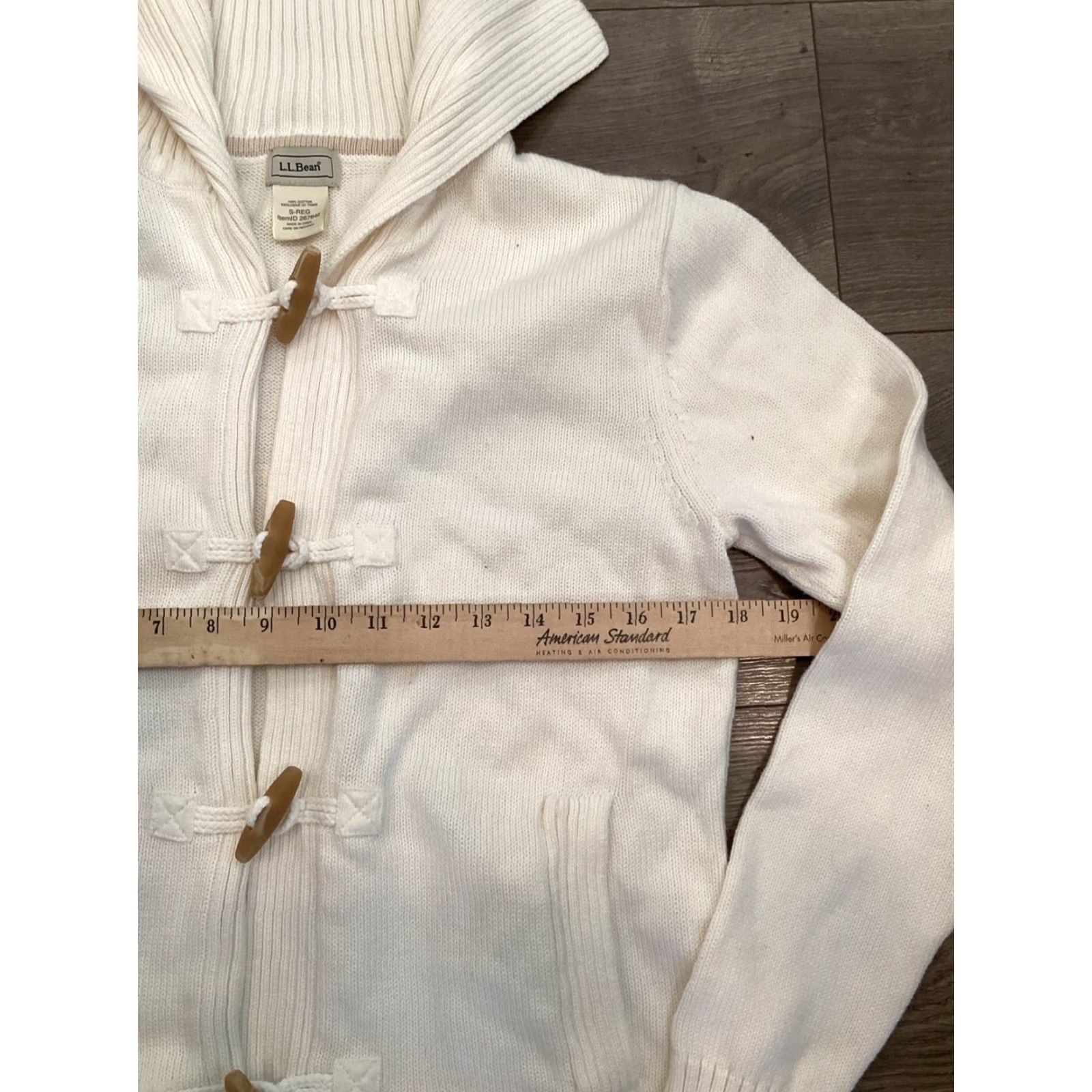 Vintage L.L. Bean Cable Knit Cardigan Sweater Collared Toggle Womens Small Cream 100% Cotton Size S / US 4 / IT 40 - 5 Thumbnail