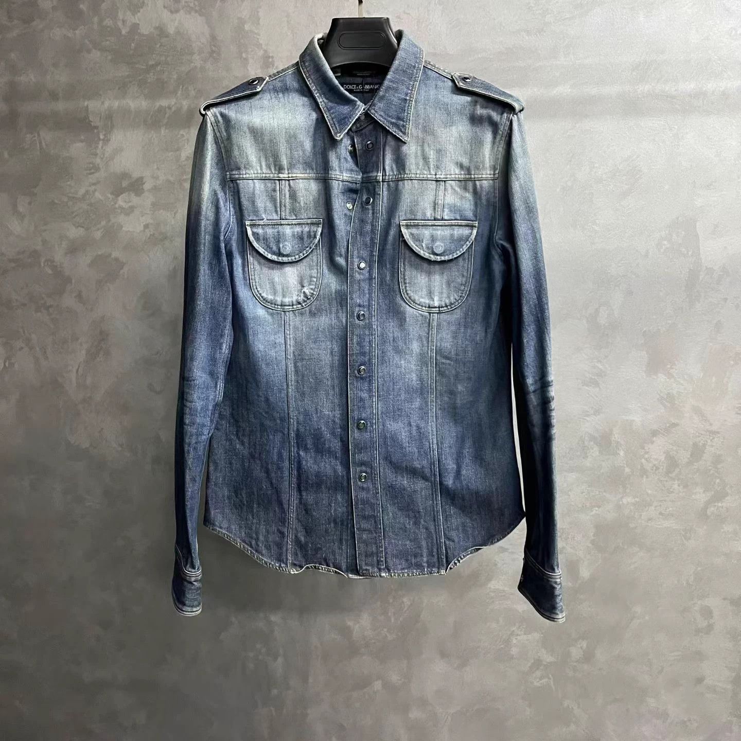 Dolce & Gabbana DG Blue Single-Breasted Casual Long-Sleeve Denim Shirt 40 Size US XXS / EU 40 - 1 Thumbnail