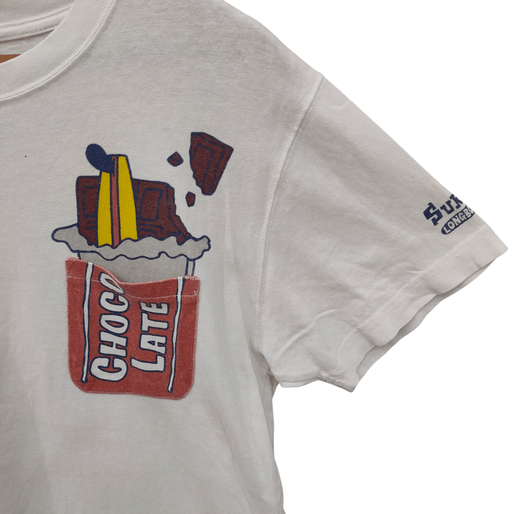 Japanese Brand Vintage Surf Day's Chocolate, Cute Cartoon Pocket Japanese T Size US M / EU 48-50 / 2 - 3 Thumbnail