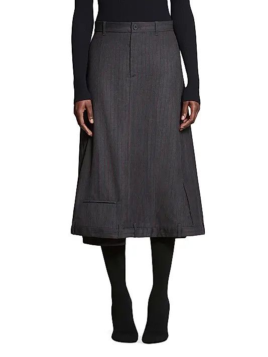 Balenciaga o1y0625 Midi Skirt in Dark Gray Size 27" / US 4 / IT 40 - 3 Thumbnail