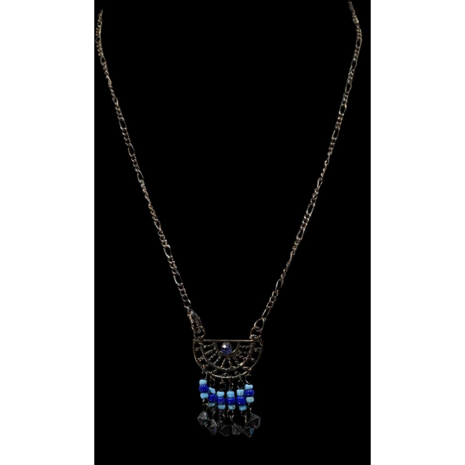 Other Bohemian Blue And Silver Tone Tassel Pendant Necklace Size ONE SIZE - 2 Thumbnail