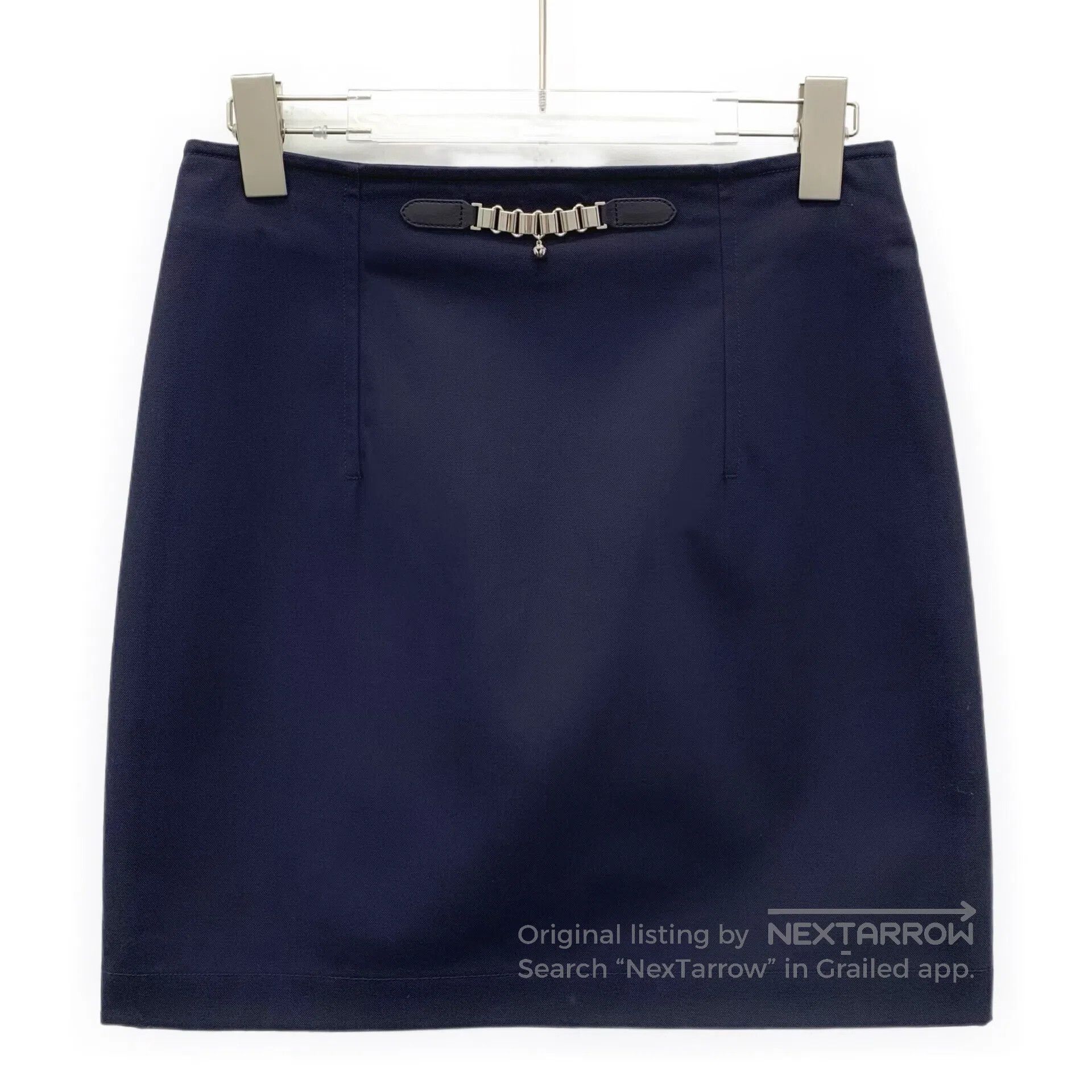 Hermes Hermes Navy blue bell chain cotton casual half skirt| Size 35" - 1 Thumbnail