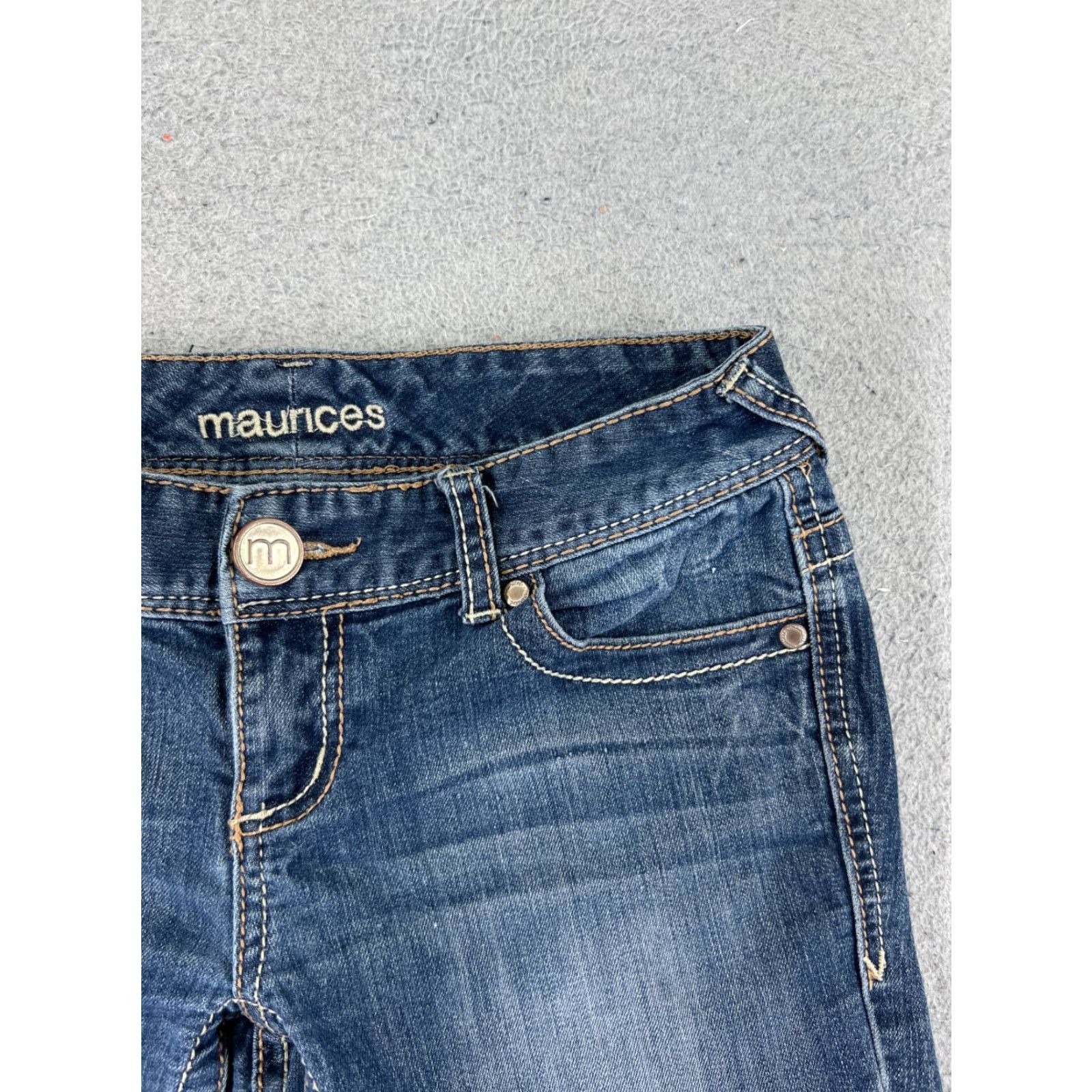 Vintage Maurices Shorts Womens Denim Blue 1 Low Rise 27x5 Cut-Off 5-Pocket Stretch Cotton Blend Gift-ready Casual Beach Dance Size 25" / US 0 / IT 36 - 5 Thumbnail