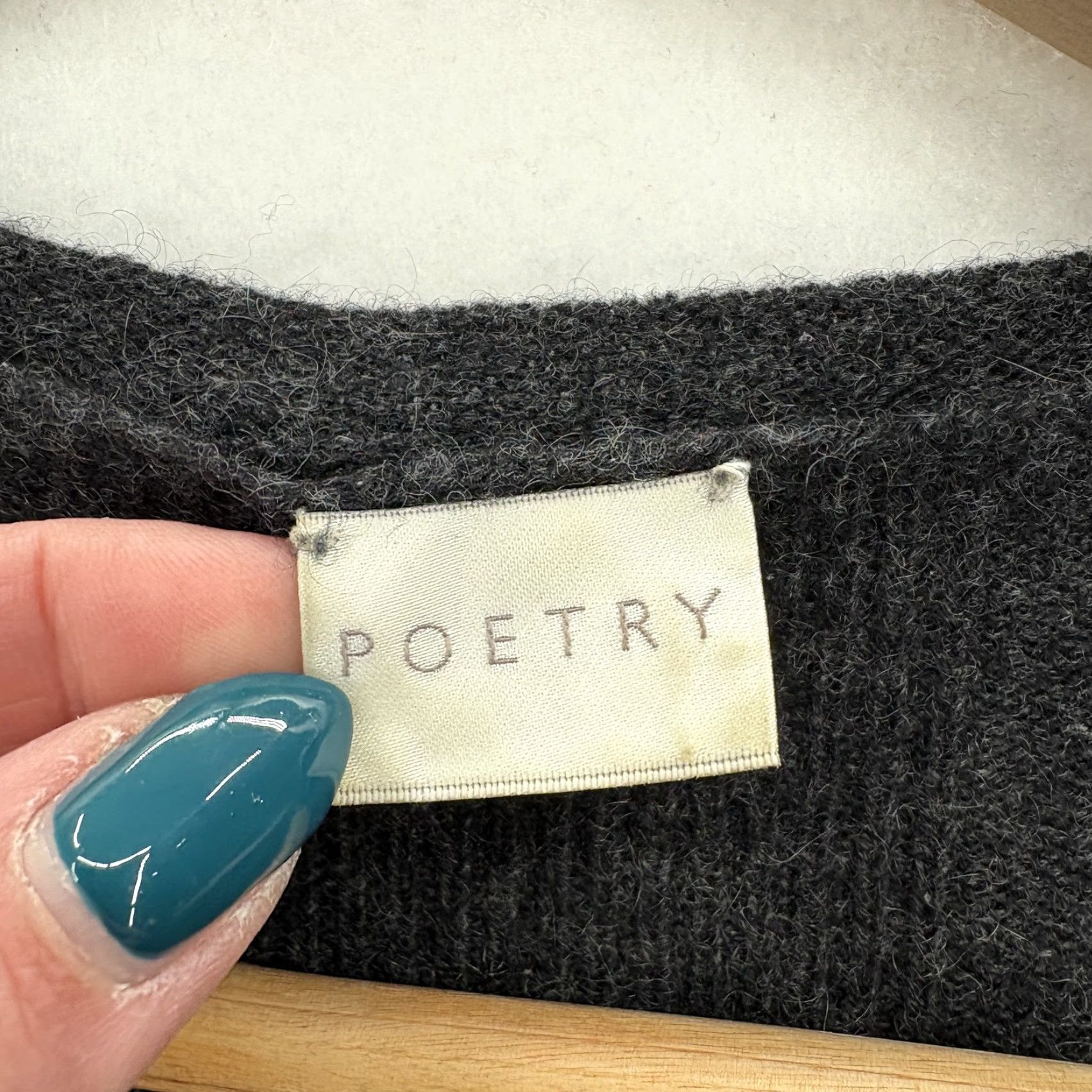 Vintage Poetry Sweater Tunic Womens Large Gray 100% Cashmere V Neck Long Sleeve Relaxed Size L / US 10 / IT 46 - 4 Thumbnail