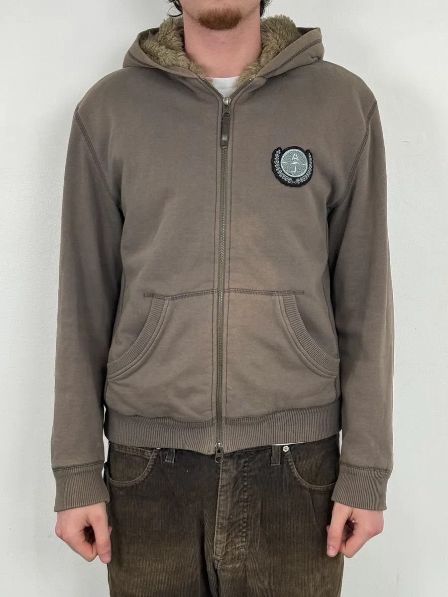 Armani 2000s Armani Brown Fur-Lined Zip-up Hoodie Size US L / EU 52-54 / 3 - 2 Thumbnail