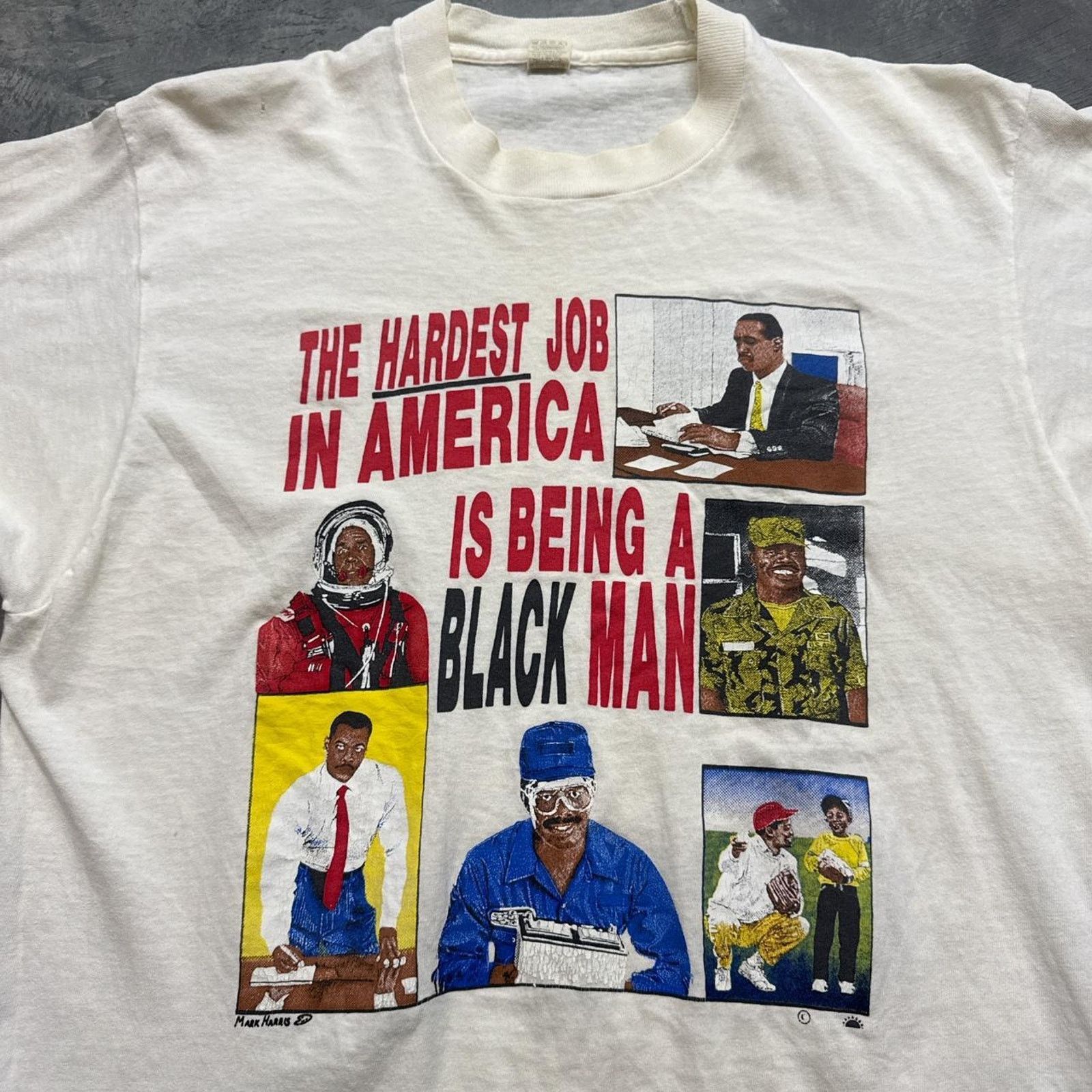 Vintage Vintage 80s The Hardest Job African American Graphic T-Shirt Size US L / EU 52-54 / 3 - 2 Thumbnail