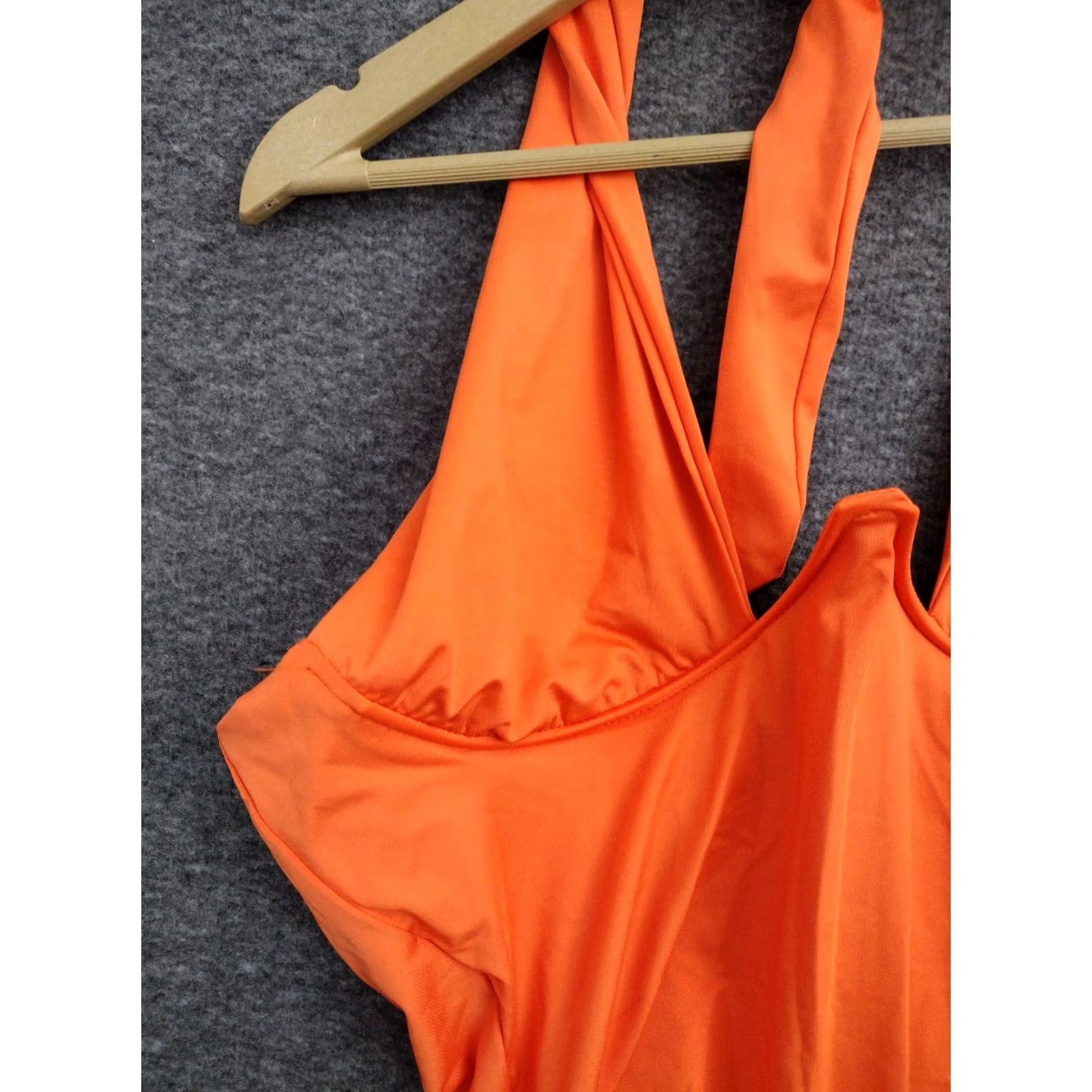 Vintage Women's One Piece Orange Tie Neck Style Swimsuit L Size Size ONE SIZE - 7 Thumbnail